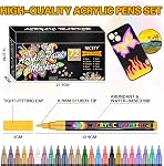 NICETY 72 Colors Acrylic Paint Pens Paint Markers, Extra Fine Tip Point Acrylic Paint Pens for Rock Painting, Canvas, Wood, Ceramic, Glass, Stone, Fabric