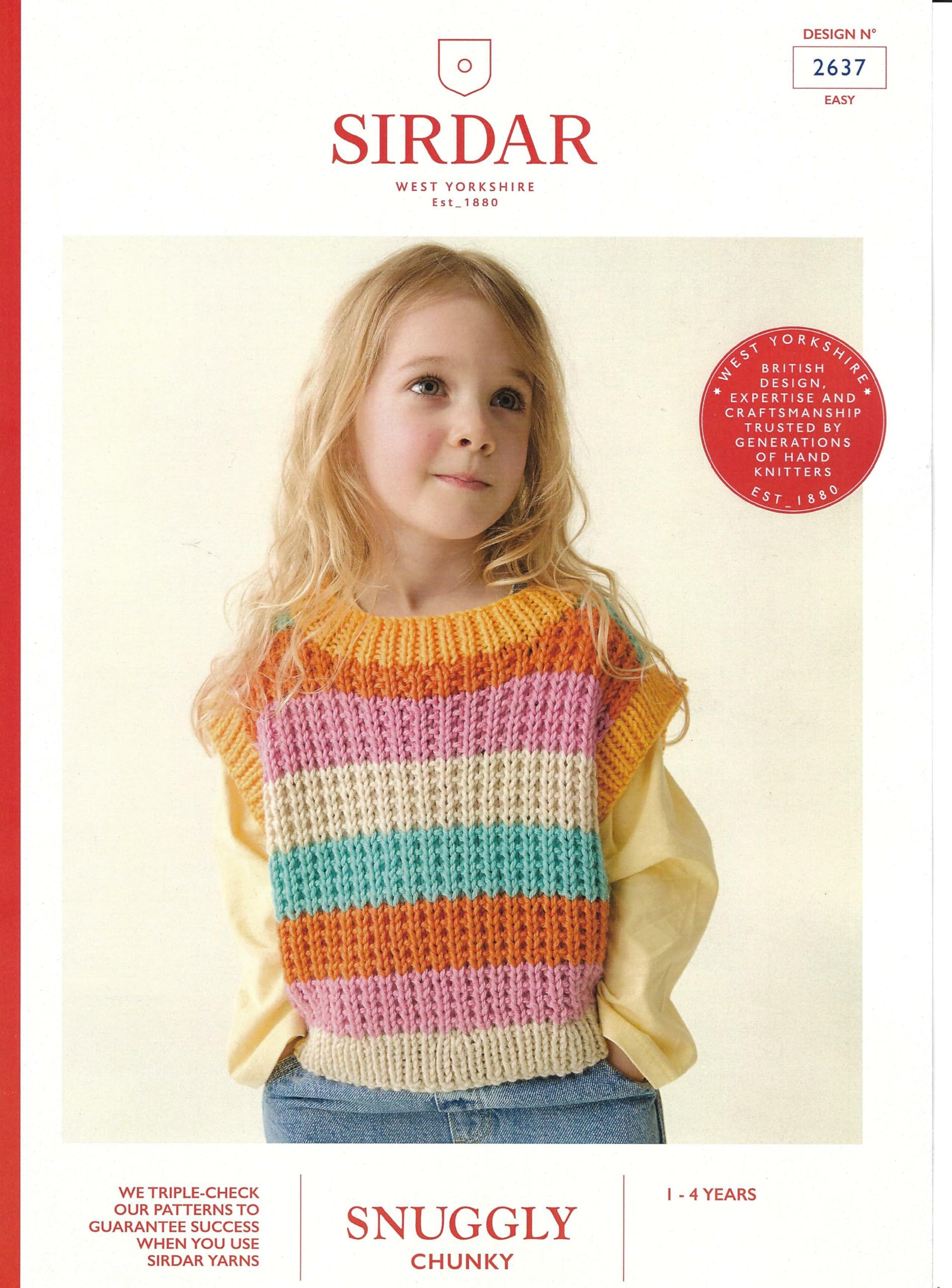 Sirdar Chunky Knitting Pattern Pamphlet - 2637 Children's Tank Top (1-4years)