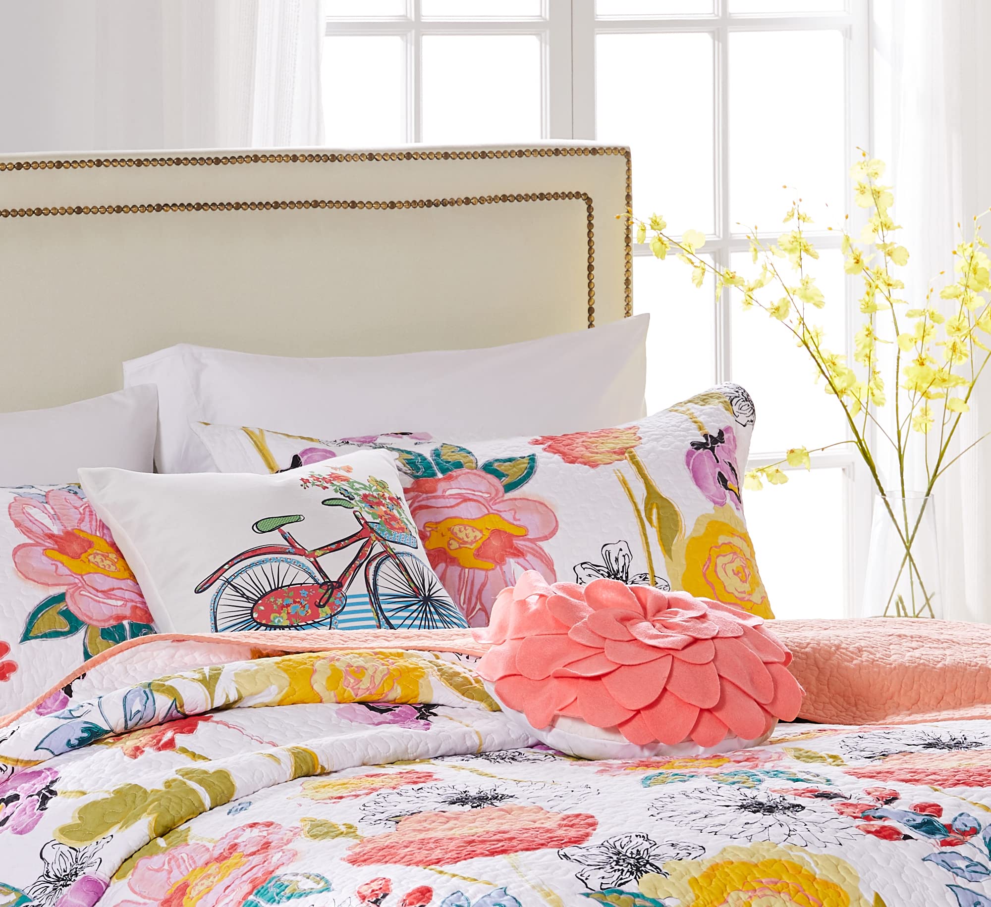 Greenland Home 水彩ドリーム コットン100キルトセット グレー 3点 キング/カリフォルニアキングサイズ 布団、寝具