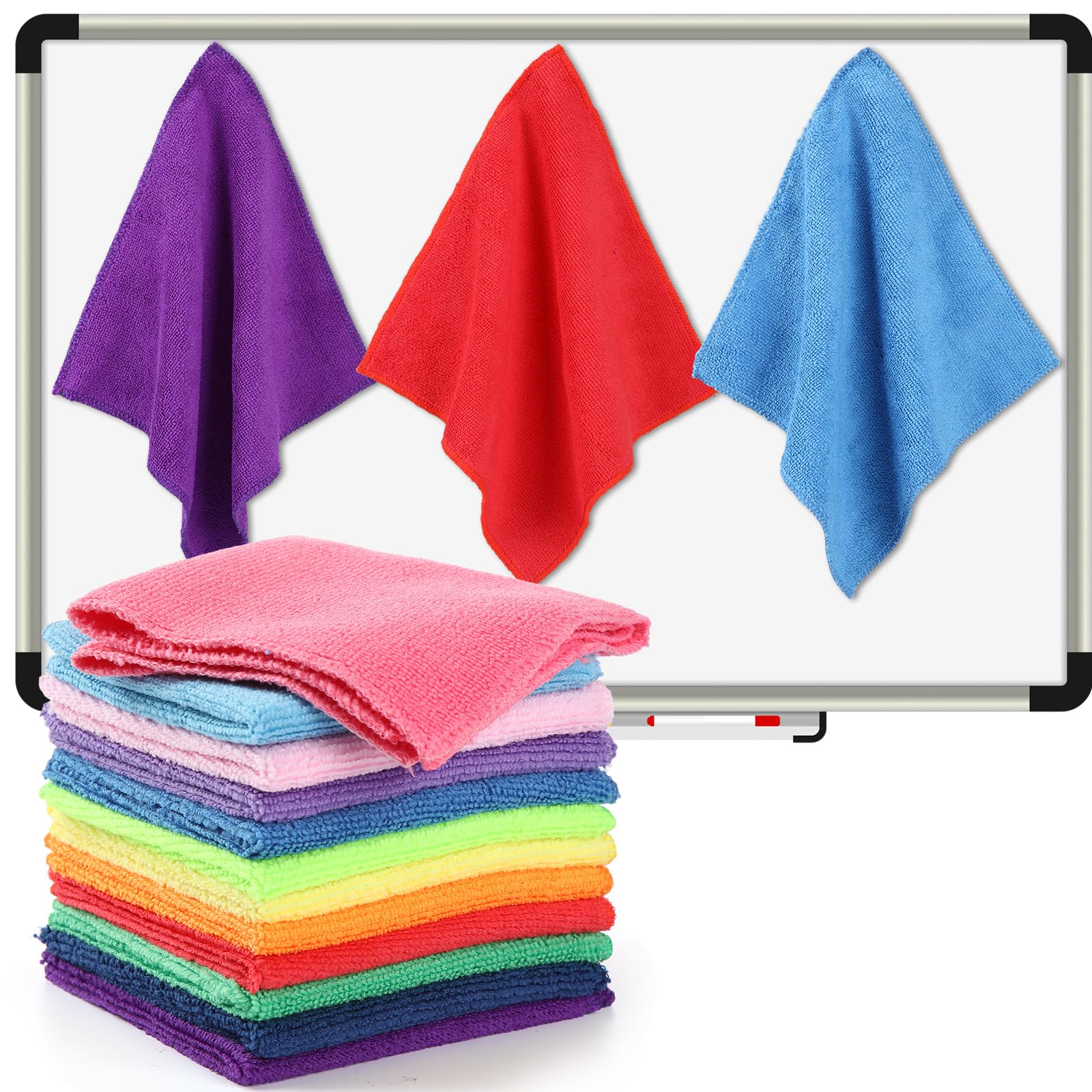 Fanfanwin 12 gomas de borrar magnéticas en seco para pizarras blancas de 9.84 x 9.84 pulgadas, goma de borrar de microfibra extra magnética para pizarras, aula, hogar, reutilizable, lavable (color