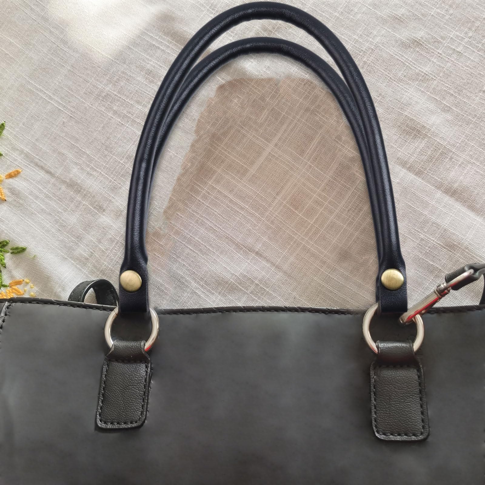 Lot 2 Poignées Sac à Main Cuir 40cm Avec Chaînes - Poignées De Rechange Noir Pour Sacs
