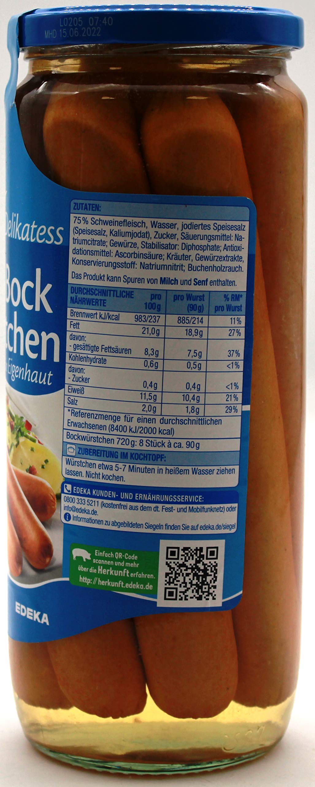 Gut & Günstig Delikatess Bock-Würstchen, 6er Pack (6 x 720g)