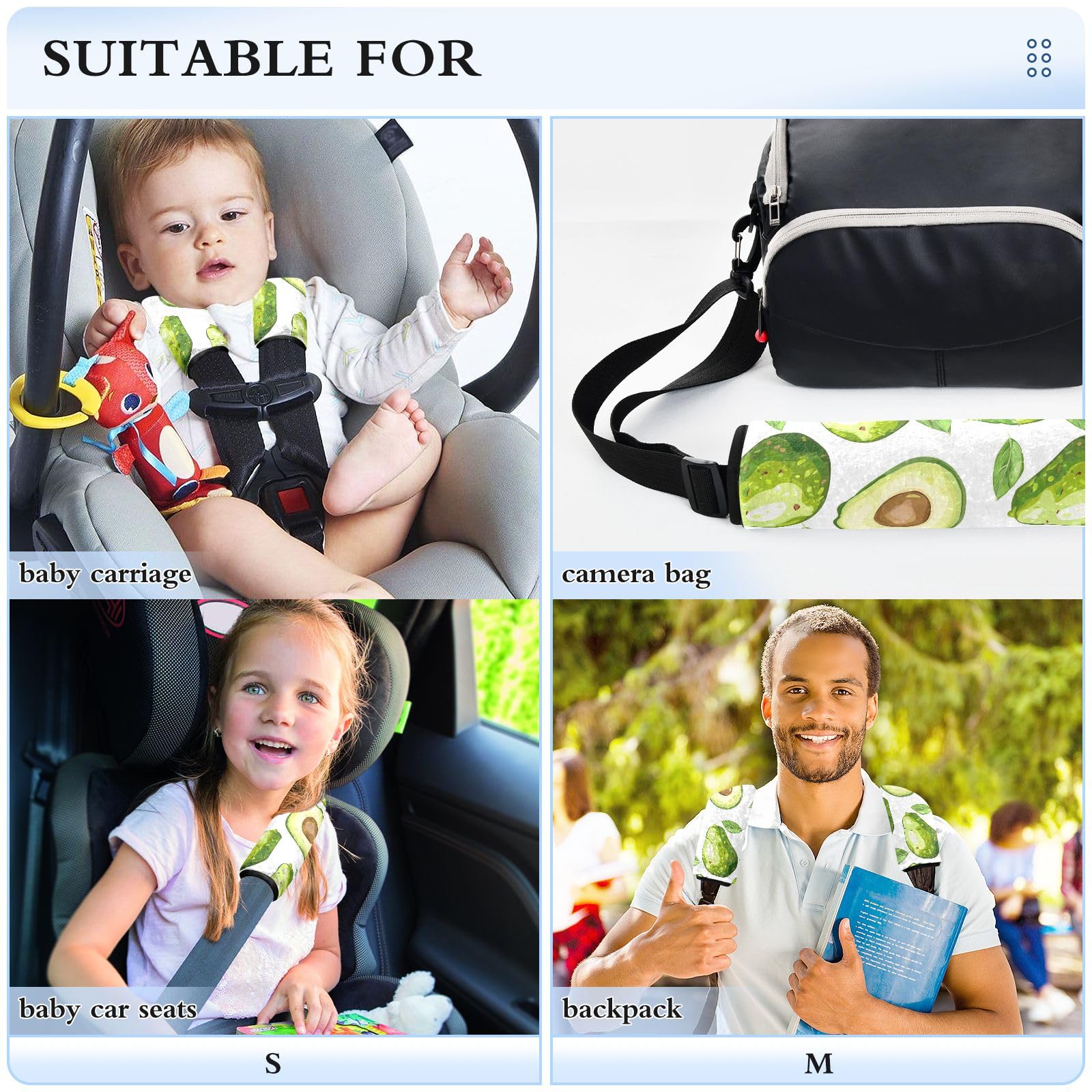 Funda Para Cinturón De Seguridad - Almohadilla Suave Protectora, Ajustable Y Divertida, Para Adultos Y Niños (Pack 2)