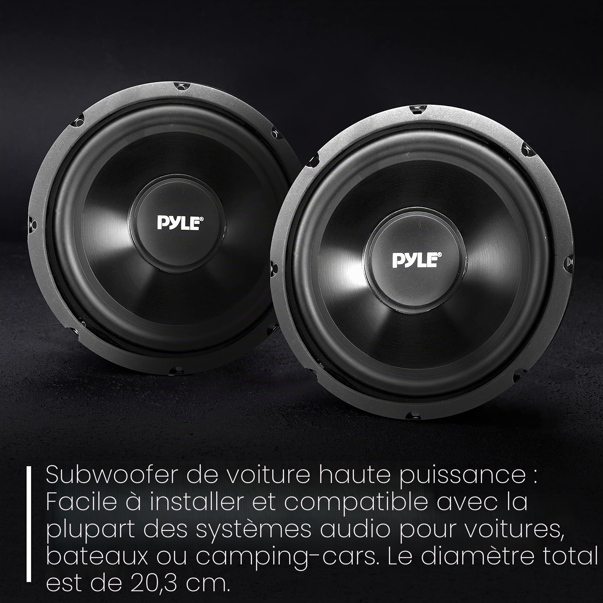 Pyle Caisson de Basses pour Voiture à Bobine vocale Simple - 200 W à 4 ohms - Cône d'injection avec Bord en Caoutchouc - Caisson de Basses de Voiture Haute Puissance - PLMW83