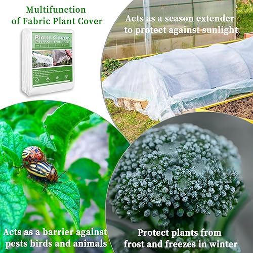 Miniatura 5 de LSJUENGAL Cubierta para plantas, protección contra heladas, 10 pies x 50 pies, cubierta flotante de tela para plantas, cubierta de plantas de