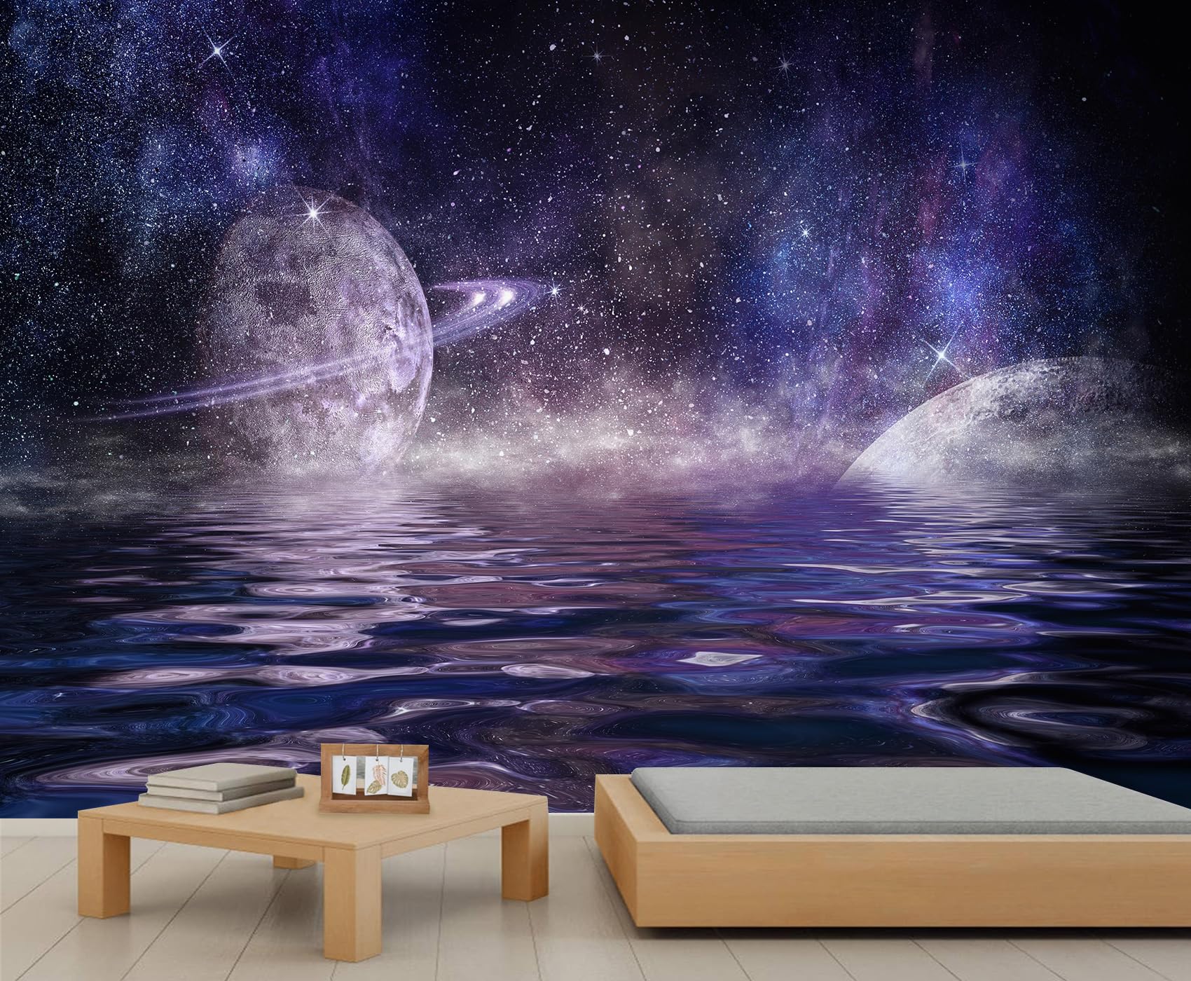 Cosmic Galaxy Wall Mural Dreamy Space Decor Outer Space Mural Wallpaper 3D Planet Nebulae Wallpaper for Ceiling Living Room Bedroom Abstract Galaxy Decor 350 x 256 cm