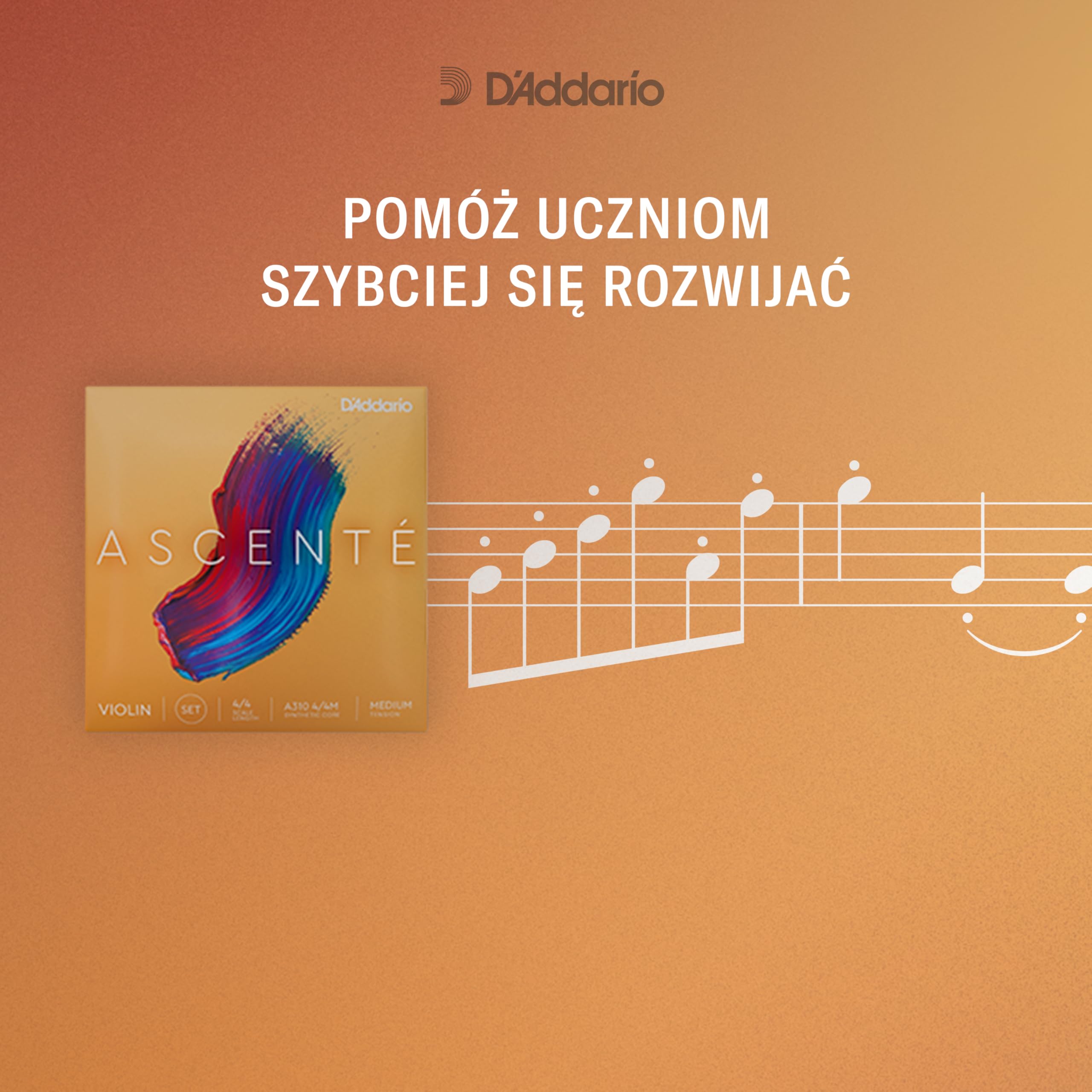 D'Addario Struny do altówki Ascenté - A410 MM - średnie napięcie - pełny zestaw - średnia skala