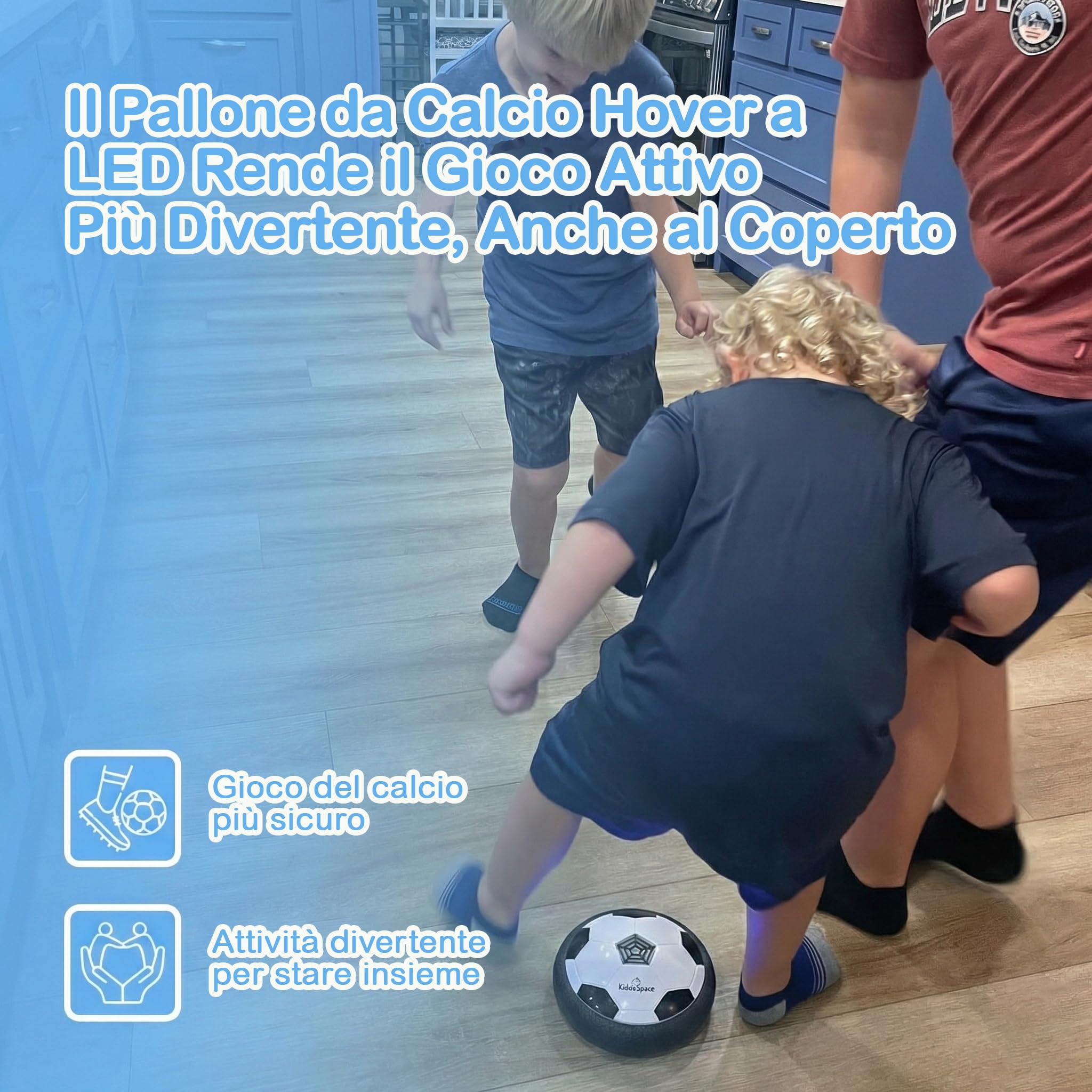 KiddoSpace PALLONE FLUTTUANTE CON LUCI LED per Bambini – Hover Ball Elettronico da Interno – Gioco Bambini 3+ Anni – Pallone che Gira con Luci – Regalo Perfetto per Ragazzi e Bambine