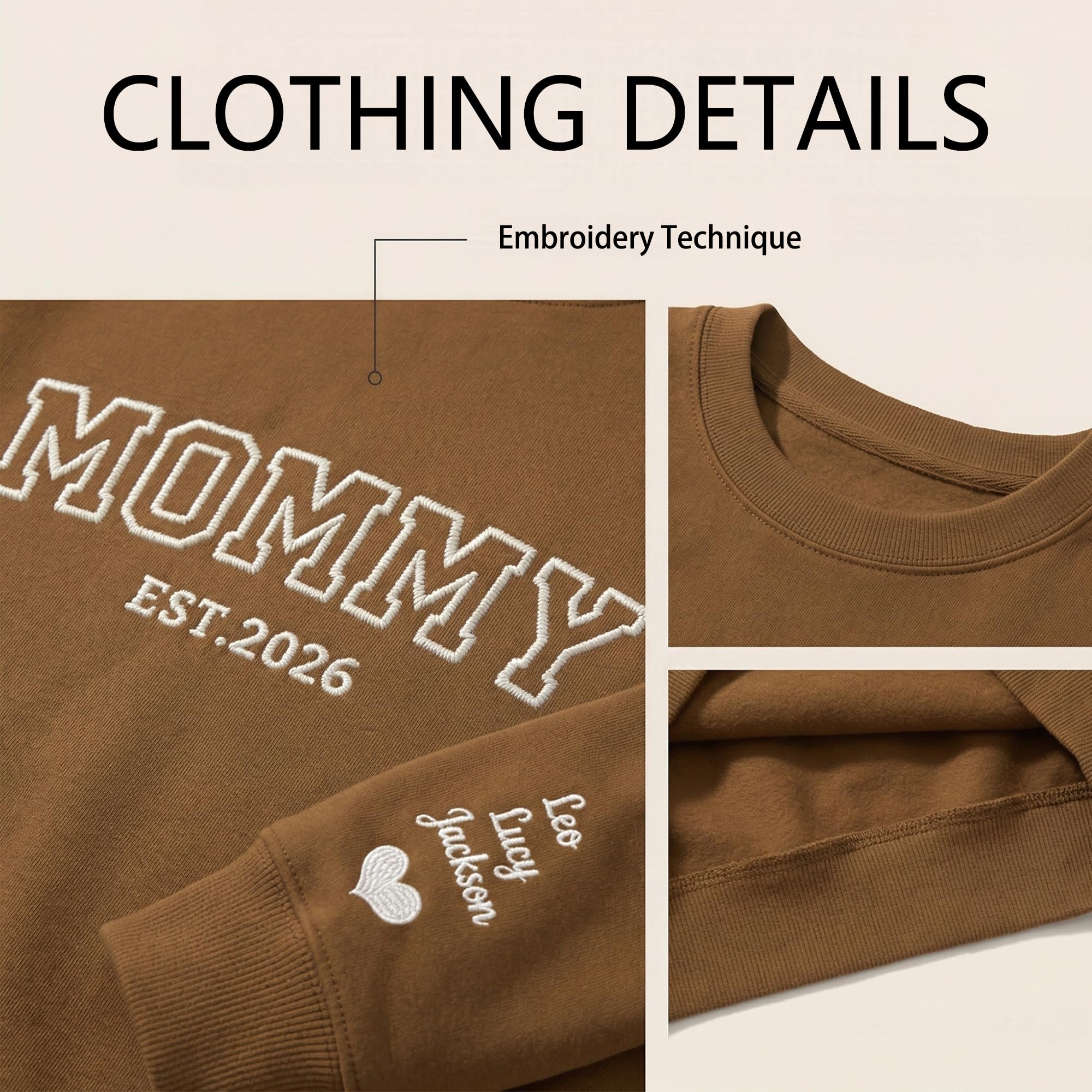 Sudadera Bordada Personalizada para Mamá, Sudadera Bordada Mama Personalizadas, Sudaderas con Capucha Personalizadas Bordadas, Regalos Hoodie para Nueva Mamá, Día de la Madre, Cumpleaños — view 4
