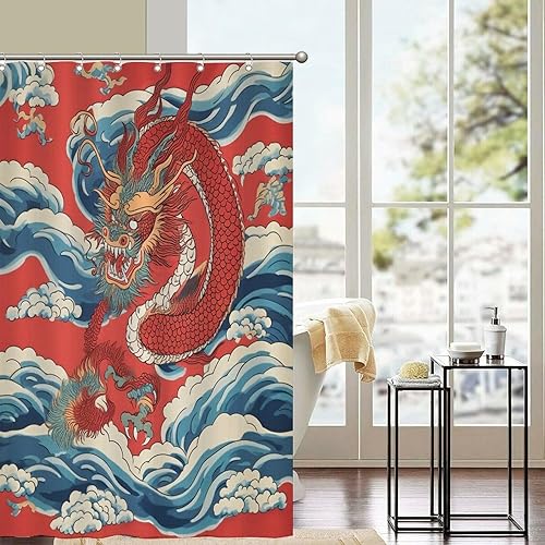 Miniatura 168 de Cortinas de ducha de baño con ganchos, 72 x 92 pulgadas, cortina de ducha de tela impermeable con diseño de flores y pájaros, cortina de ducha