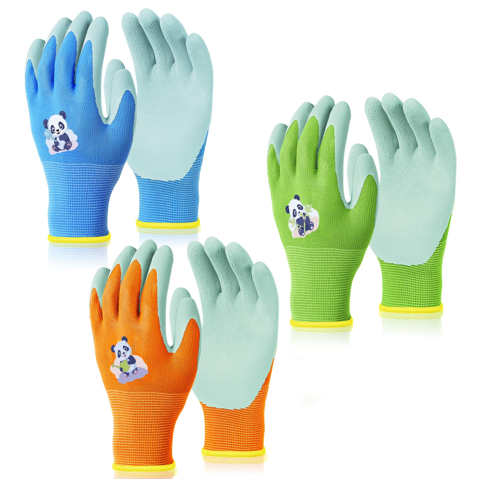 OSDUE Kids Gardening Gloves,3 Pairs Kids Safety Work Gloves, Gardening Glove for Women, Comfortable Breathable Non-Slip Flexible for Yard, Fishing, Camping (Age 3-5)
