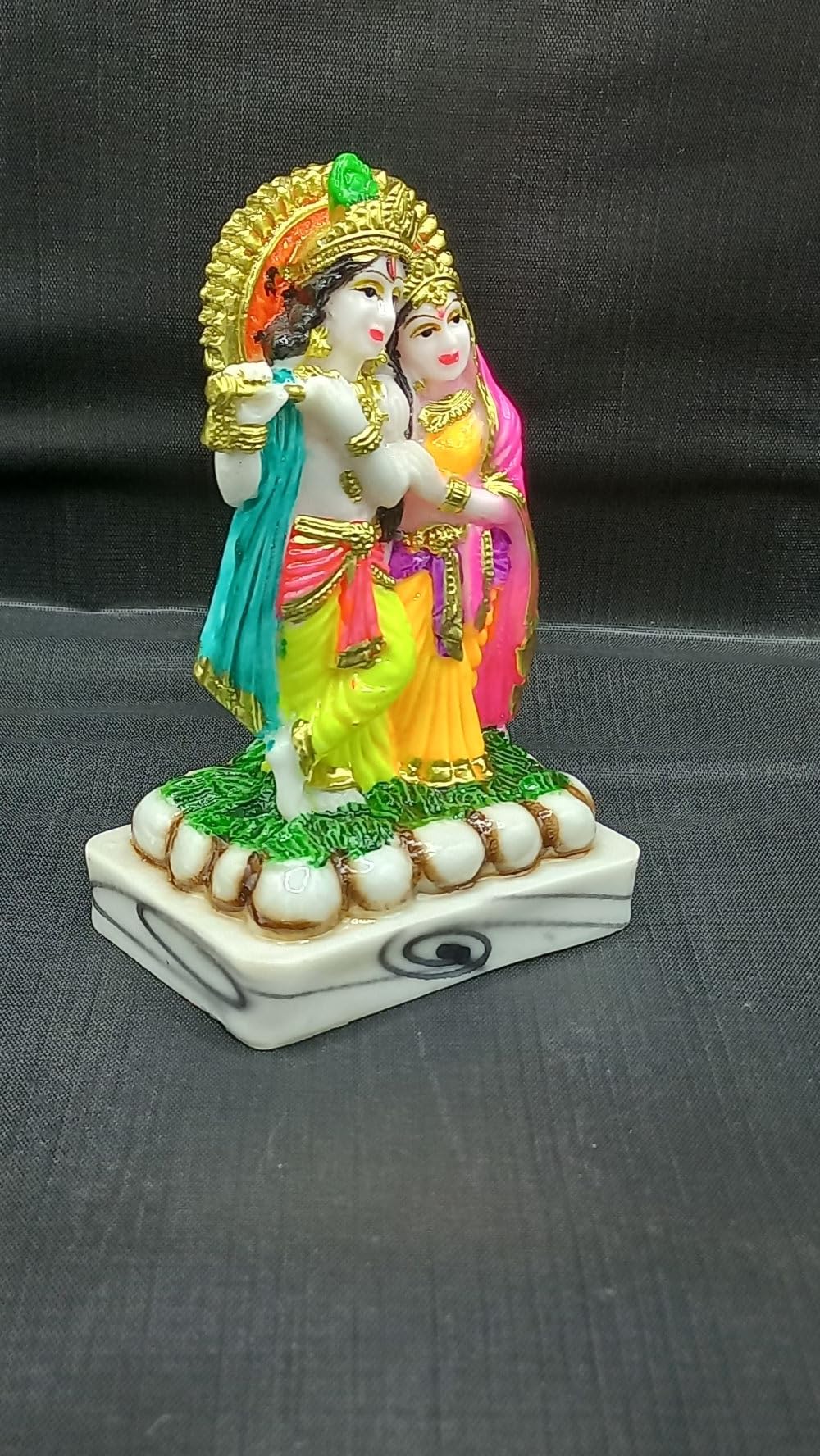 クリシュナ・ラダ像 ラダ クリシュナ像、11 インチ養殖ブロンズ樹脂ラダ クリシュナ像