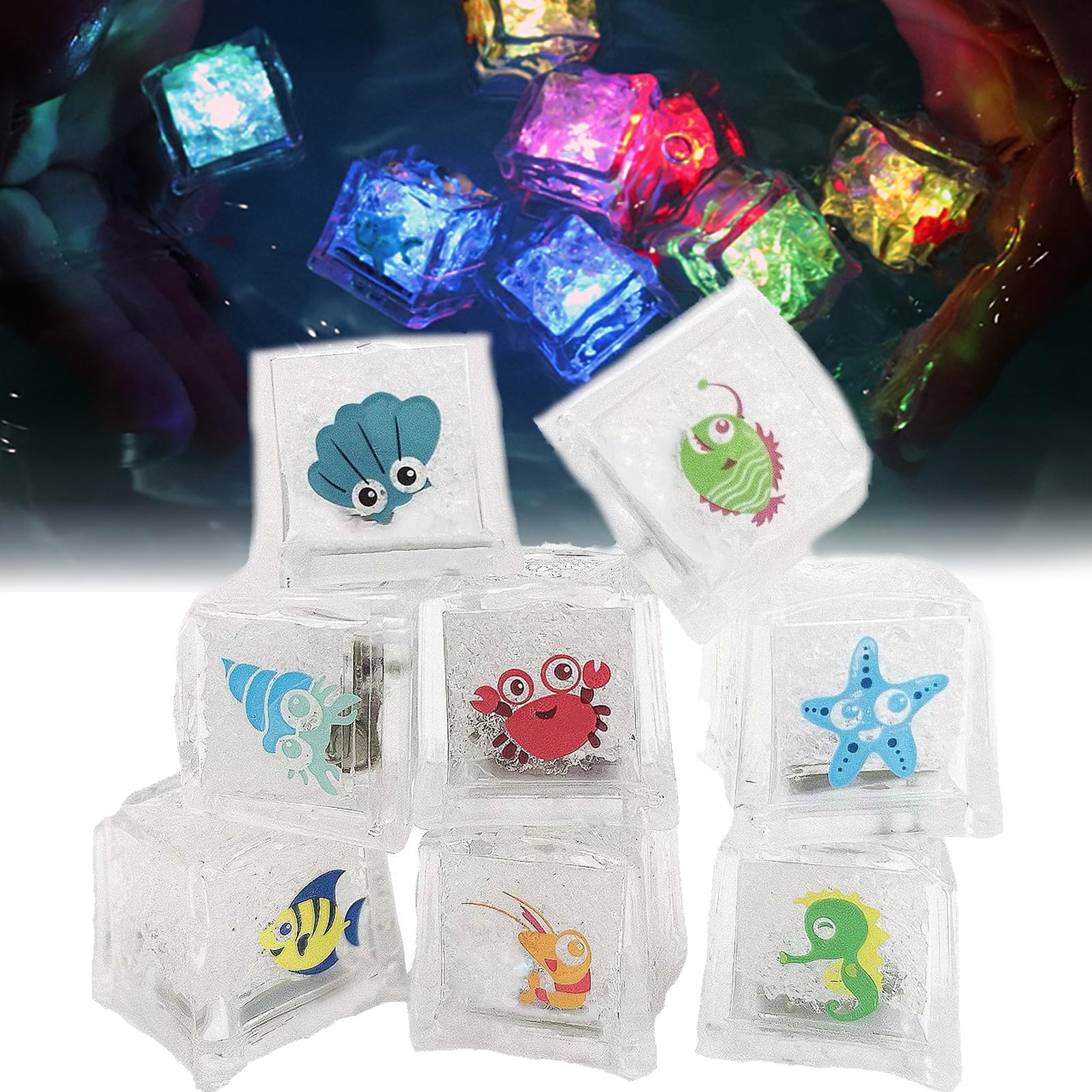 Cubos De Luz Para Baño Niños,animales Con Luz Ducha Niños,giocattolo Da Bagno Luminoso,juguetes Luminosos Para El Baño,8 Piezas De Juguetes Sensoriales Iluminados Para Niños,Juguetes Para Bañera