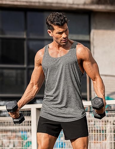 Miniatura 4 de COOFANDY Camisetas sin mangas para hombre, paquete de 3 camisetas sin mangas para gimnasio, espalda en Y, entrenamiento muscular, culturismo