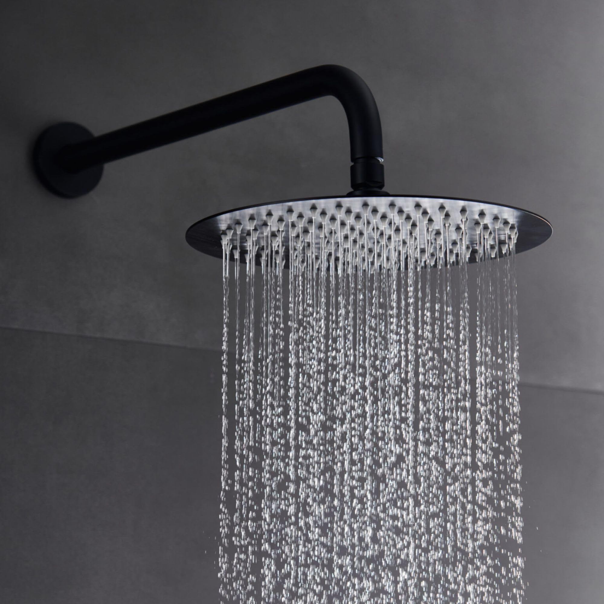 IMEX - Ducha Empotrada Negra Monomando | Conjunto de Grifería Empotrado con Rociador Antical Efecto Lluvia | Columna Ducha Empotrada con Grifo en Latón y Acero Inox S.304 (SIN ALCACHOFA)