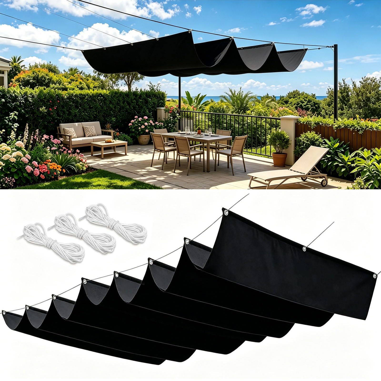 Toile d'ombrage vague pour créer un coin de fraîcheur design et ombragé dans votre jardin