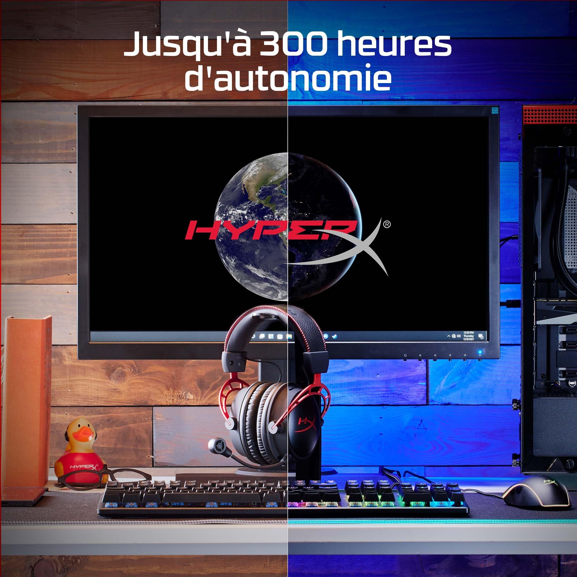 HyperX Cloud Alpha Wireless, Casque gaming PC, 300 heures autonomie, Audio spatial, Mousse à mémoire de forme, Transducteurs double chambre, Micro antibruit, Cadre en aluminium, Rouge et Noir