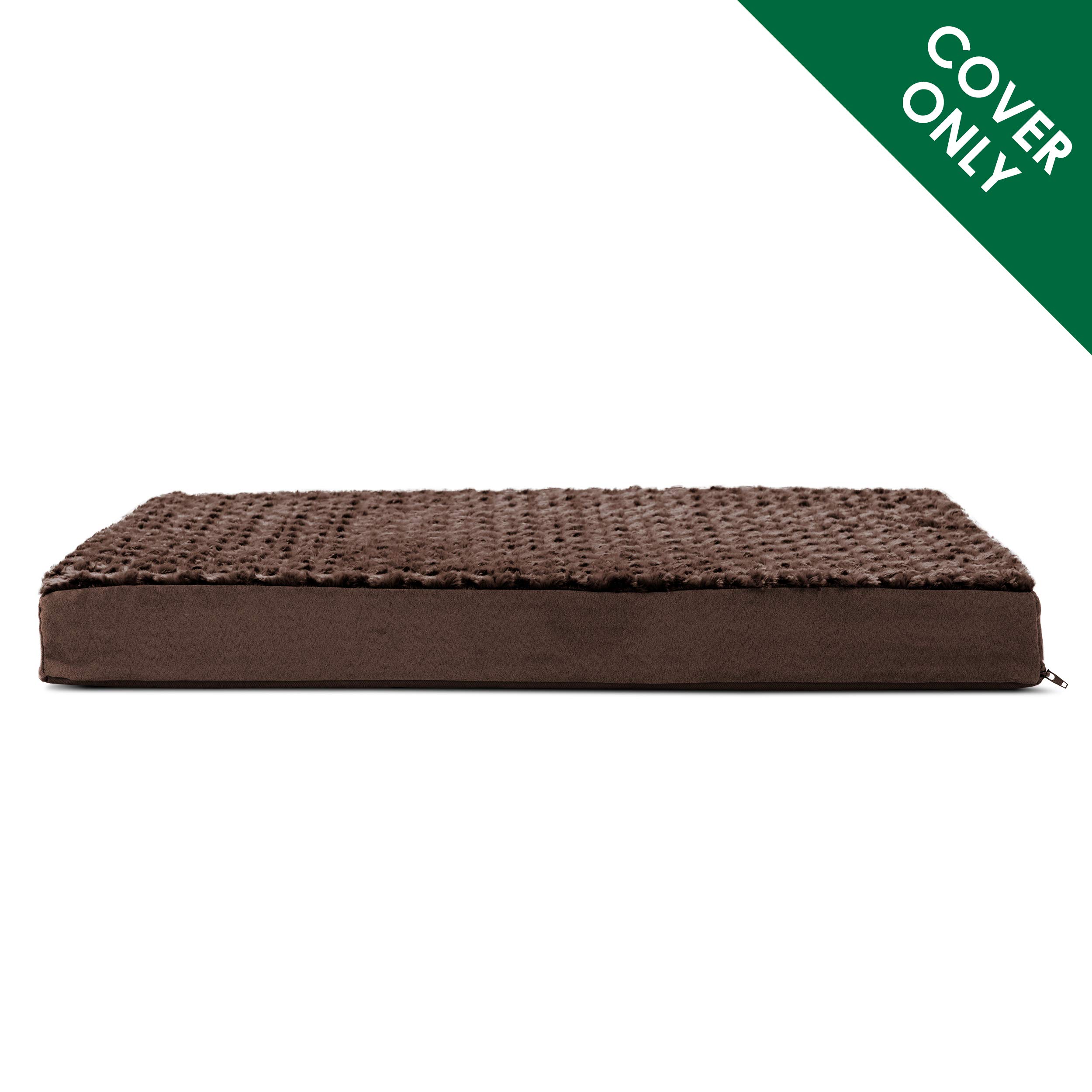 FurHaven Ultra Plush Curly Faux Fur & Suede Mattress Dog Bed Replacement Cover - Chocolate, Jumbo (X-Large) - Image 2