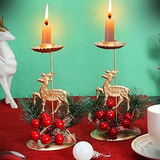 TIED RIBBONS Pack of 2 Christmas Candle Holder for Pillar Candles Tealight Table Decoration Xmas Decor (Multi, 15.2 cm x 8.8 cm) - Christmas Decorations Items for Home Office Church Gifts-picture-28