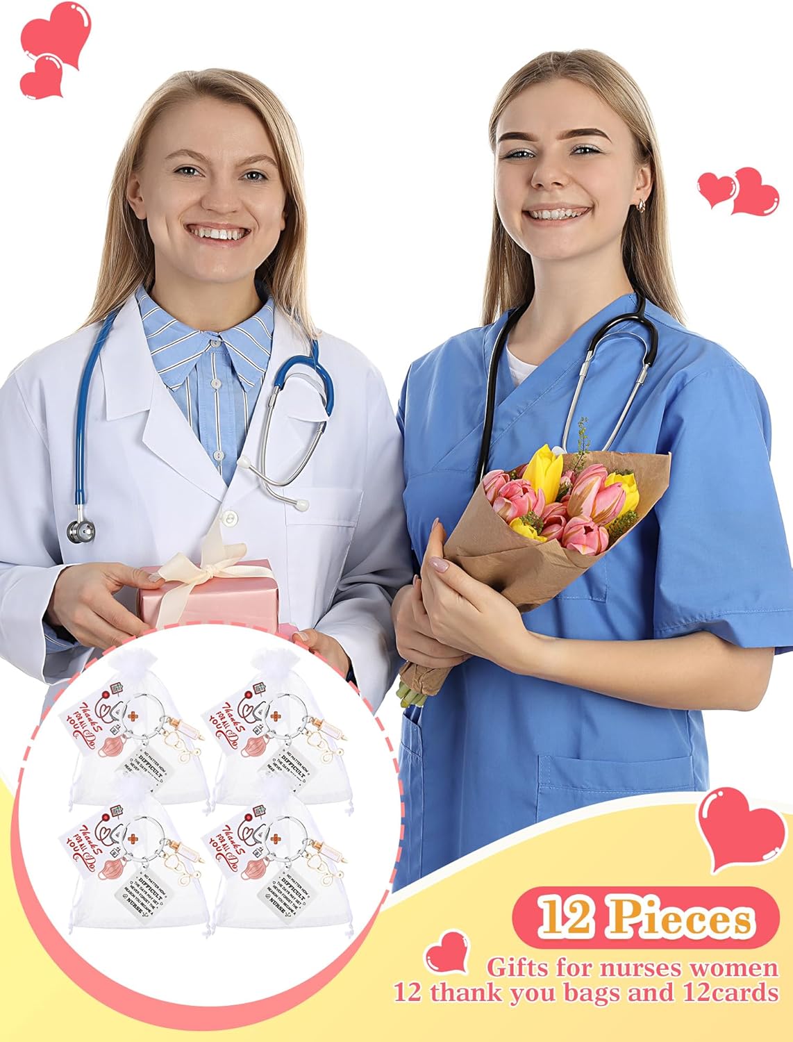 Sureio 36 Pcs Nurse Keychain Gift Nurse Week Appreciation Gift Medical Graduation Practitioner Teacher for Thanksgiving - Image 3