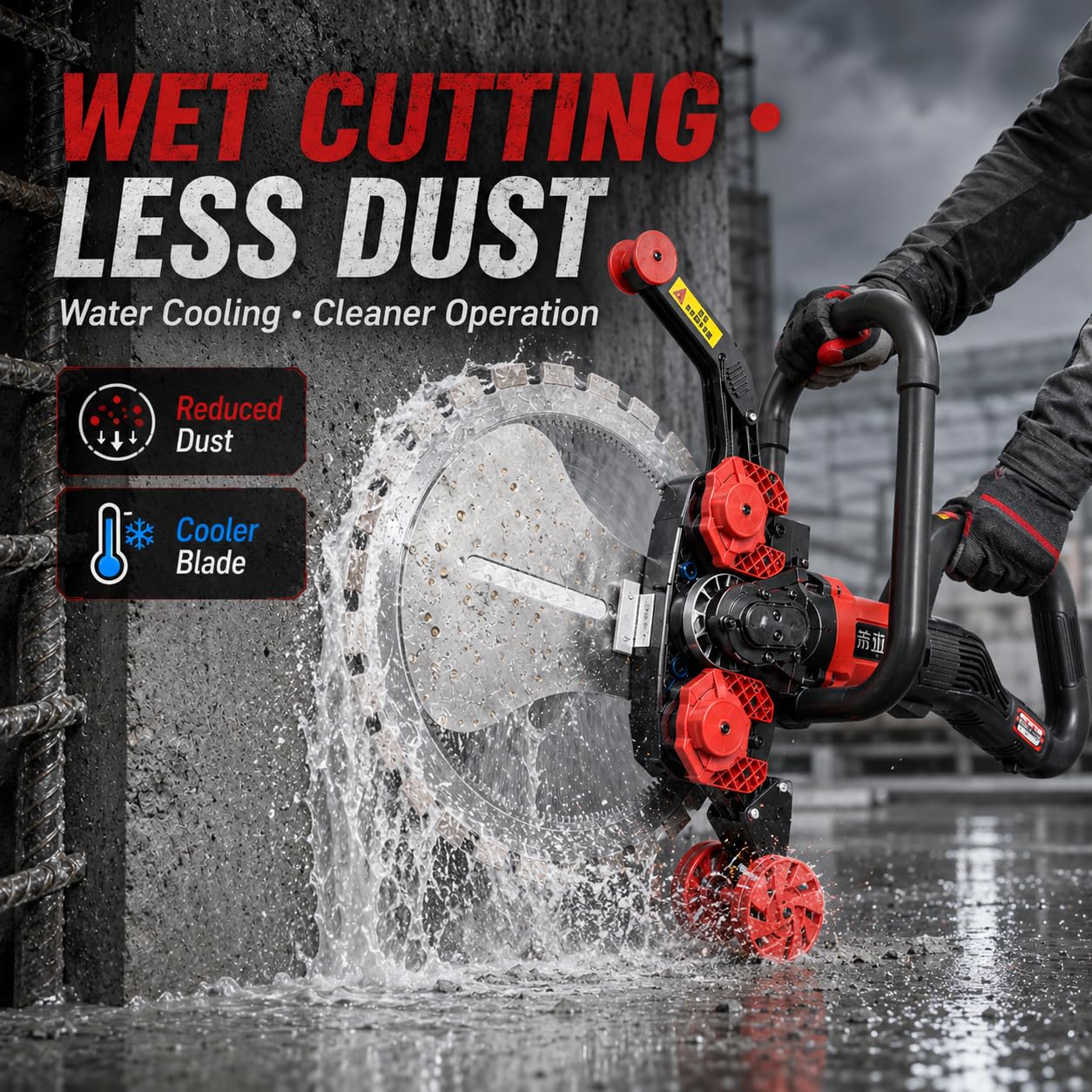 Sierra Diamante Hormigón, Cortadora Cemento Eléctrica - Uso Húmedo/Seco con Bomba de Agua para Corte de Muro y Hormigón Armado 2*Saw