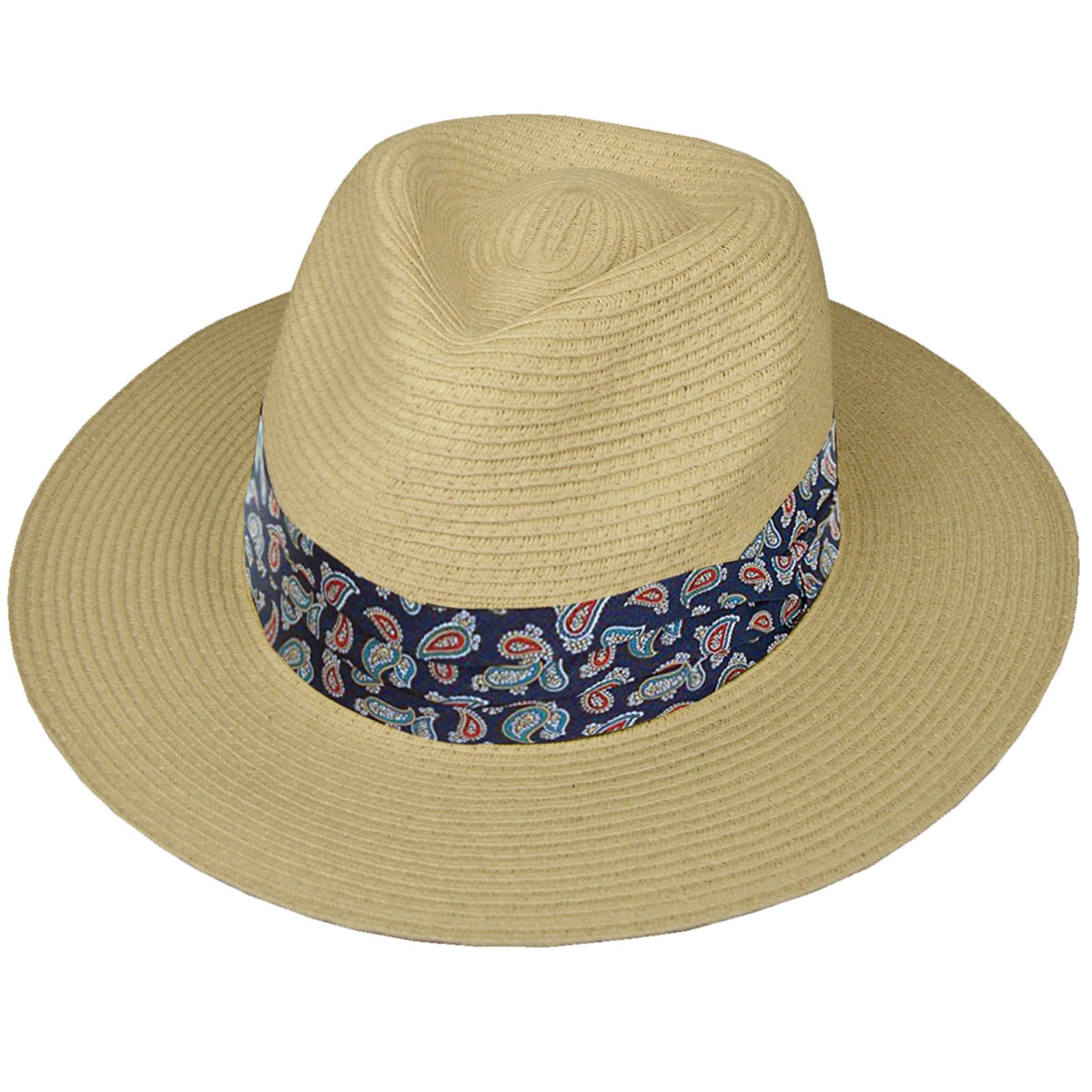 Hey Hey Twenty Fedora Hat with Travel Tube : Paisley Blue - Size: M-L