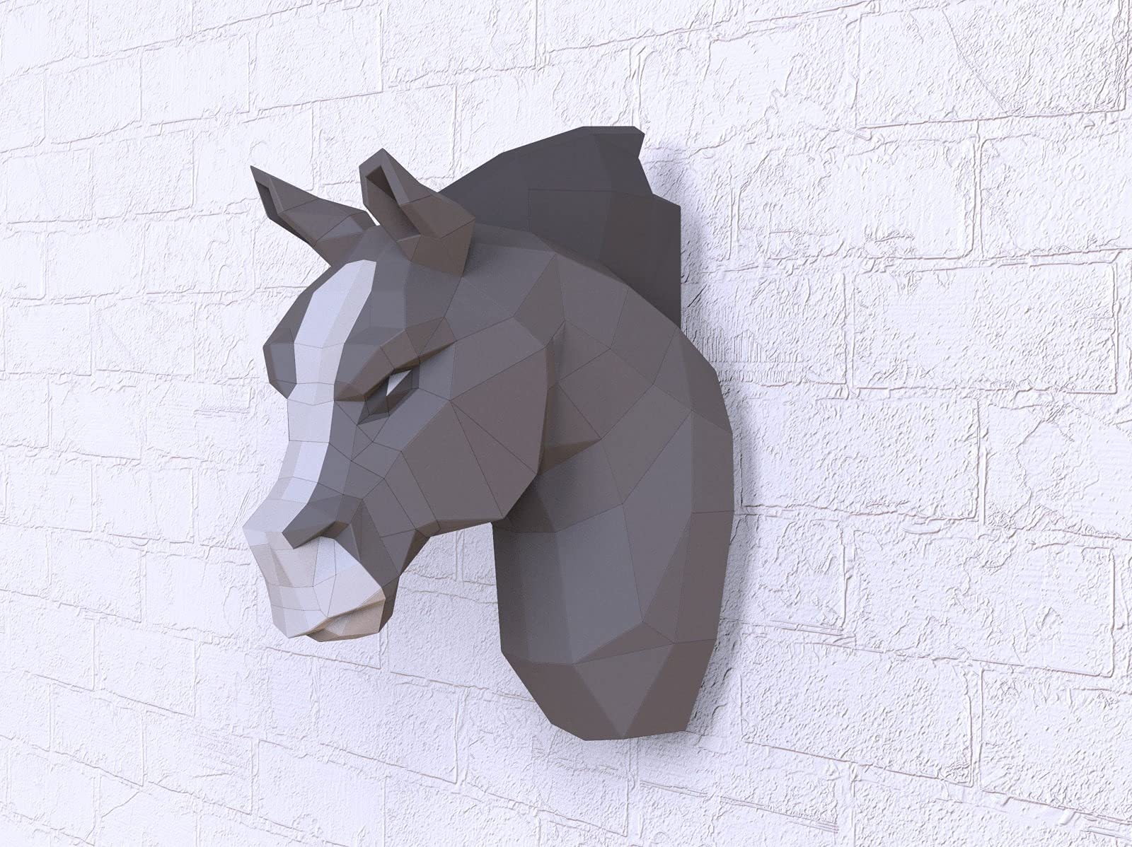 Horse head Paper Sculpture,Pre-cut DIY Papercraft Kit,Handmade Animal Figurine, Color,Low Poly Wall Decor,All Accessories Included