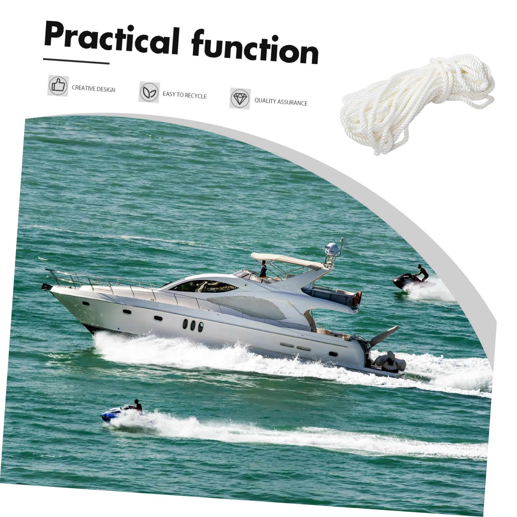 BESPORTBLE Corde D’ en Nylon 12mm Blanc pour Bateau, Ligne D’ancrage Stable, Résistante aux Environnements Marins, et Mouillage