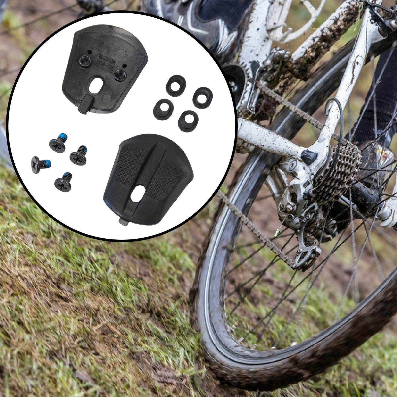 2 Piezas de Almohadillas para Talón de Zapatos de Ciclismo, Tornillos Y Juntas, Pieza de Acero Al Carbono TPU, Pieza de Repuesto para Reparación,