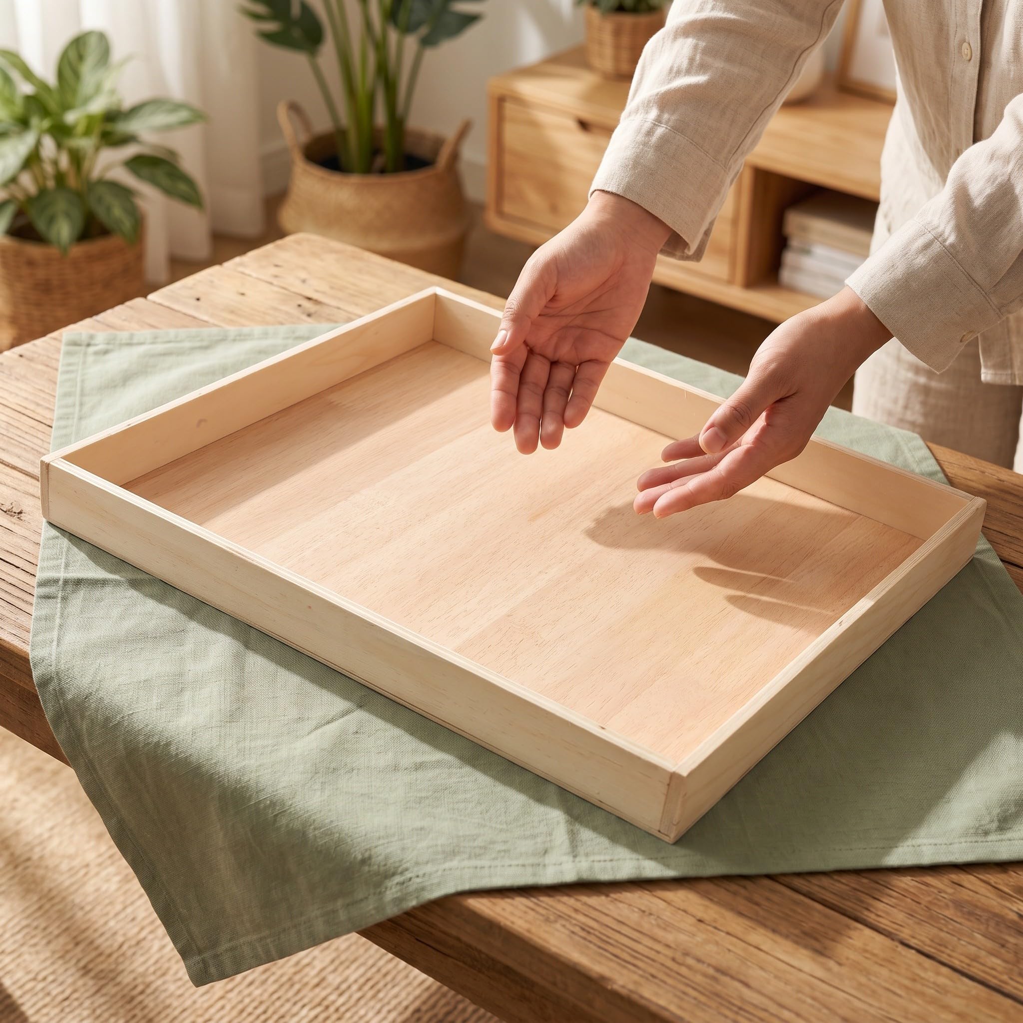 Artibetter Bandeja de Arena para jardín Zen, Caja de Arena de Madera para d