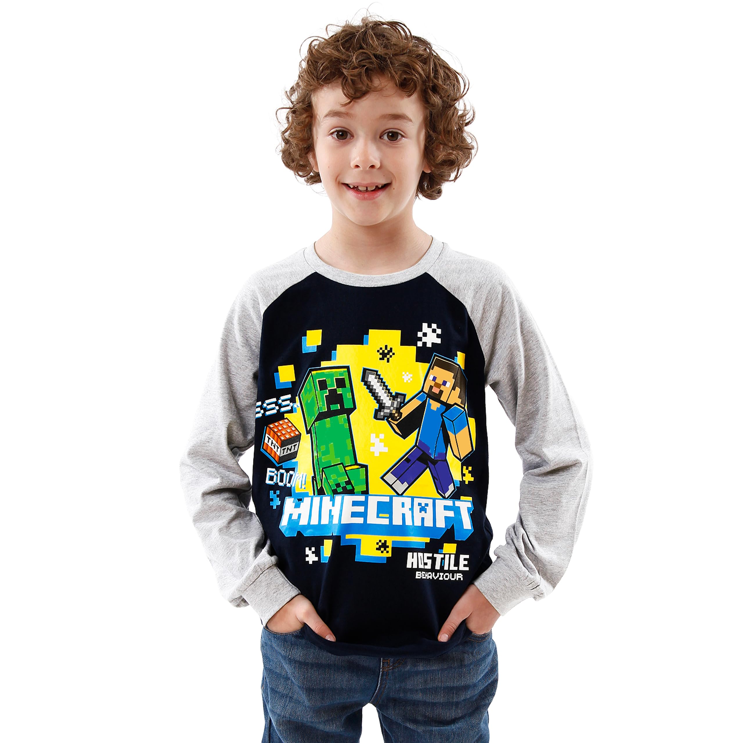 Minecraft Camiseta de Mangas largas para niño