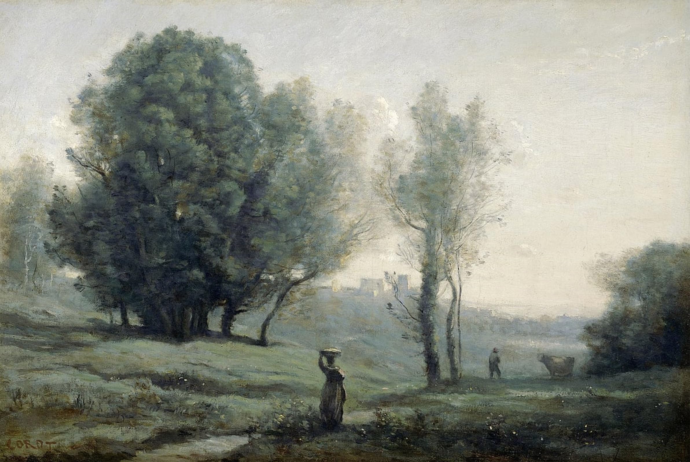 Toile Décor Art Mural Classique Qualité Musée Impression Paysage Corot Abstrait 60x90cm