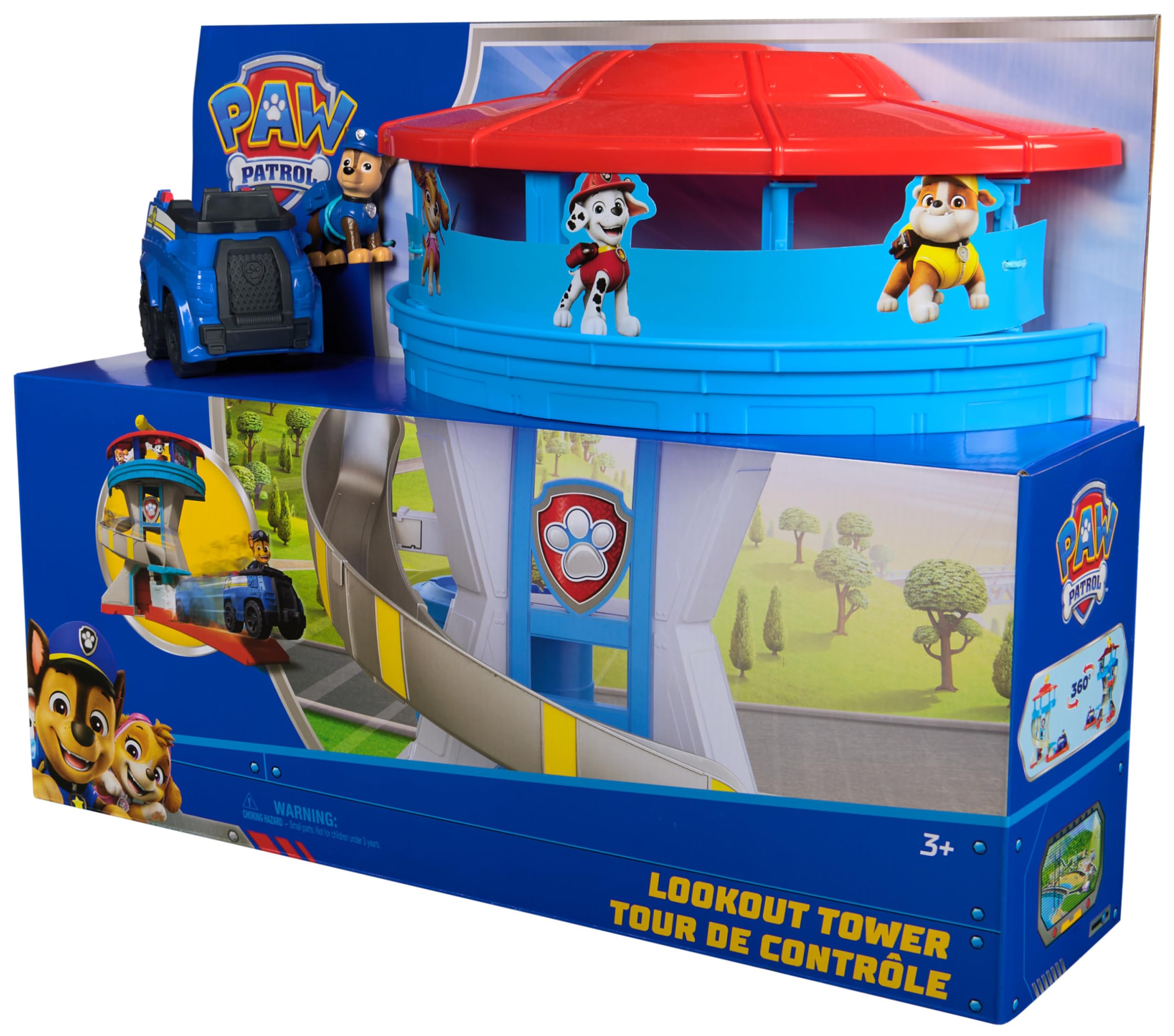 PAW PATROL - Lookout Tower, über 50 cm hoch, Hauptquartier Spielset mit 1 Basis Polizei-Fahrzeug, 2 Chase Figuren und Zubehör, geeignet für Kinder ab 3 Jahren