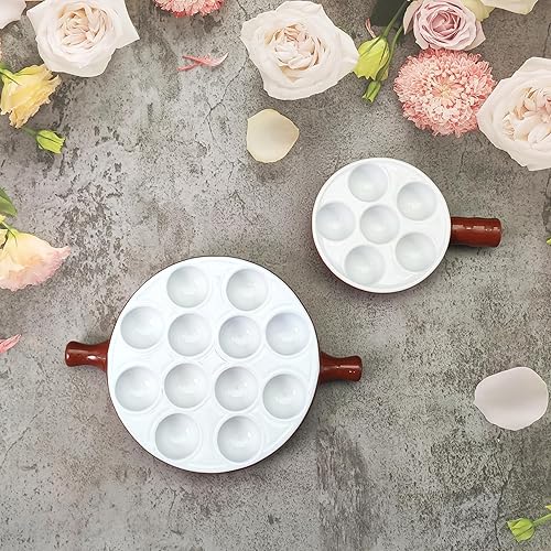 Miniatura 9 de Platos de cerámica Escargot para aperitivos, caracoles horneados, vieiras horneadas (paquete de 2) de 6.22 pulgadas con platos con asa, juego de