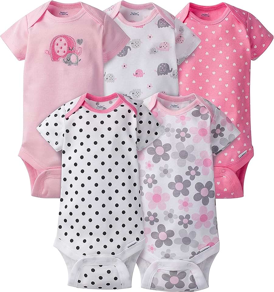 嘉寶 嬰兒-女寶 5-包裝 Short Sleeve 多樣 Onesies Bodysuits