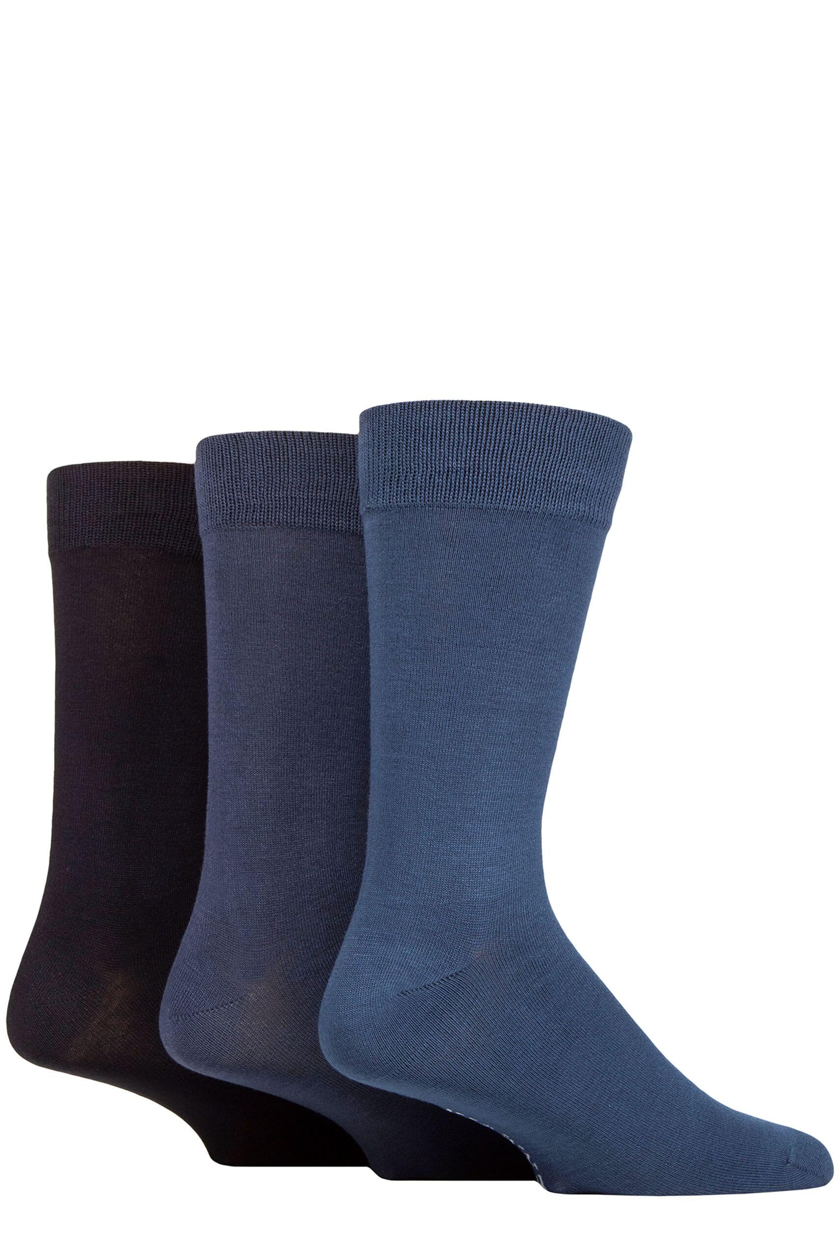 Glenmuir Men's Navy Classic Bamboo Socks - Soft, Breathable & Cooling, Colourful Plain Socks 3 Pair Multipack For Everyday Wear 7-11