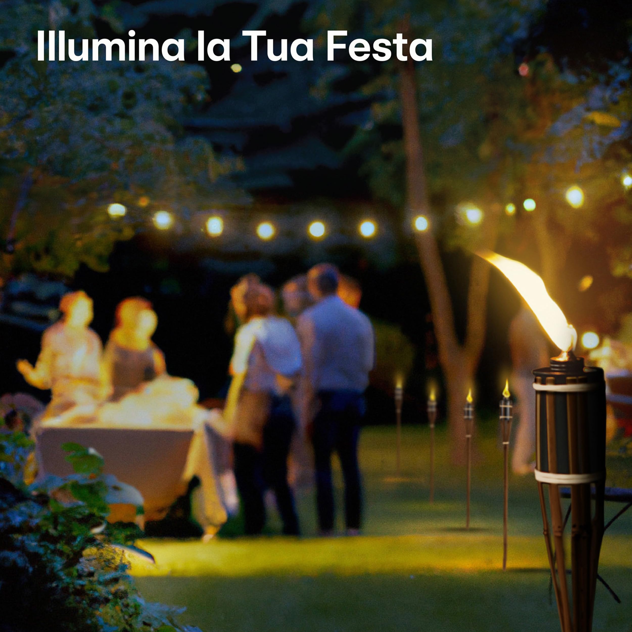 Fiaccole da Giardino in Bambù 90cm - 10 Torce con 10 Stoppini Extra - Lunga Durata di Combustione - Ricaricabile