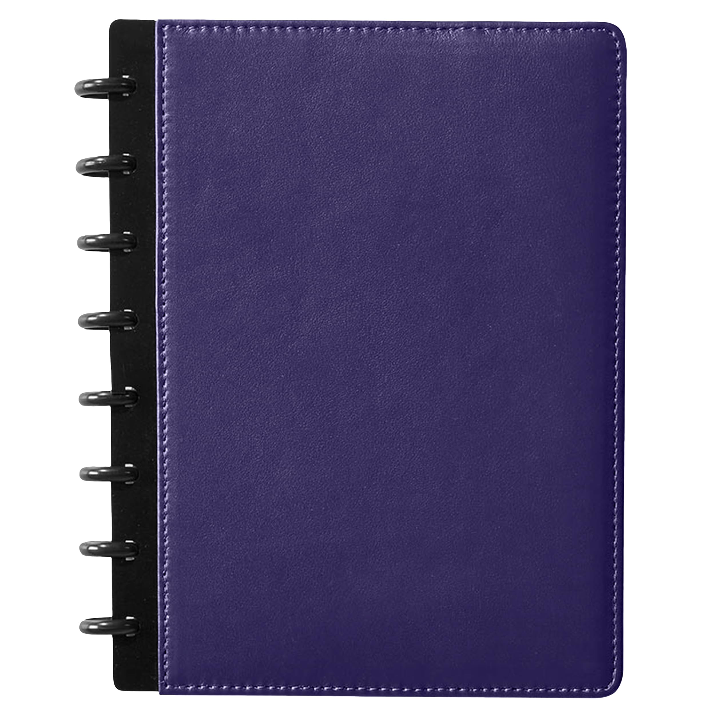 Levenger Circa Premium Leather Foldover Discbound Notebook Journal with Pockets, Purple, Junior