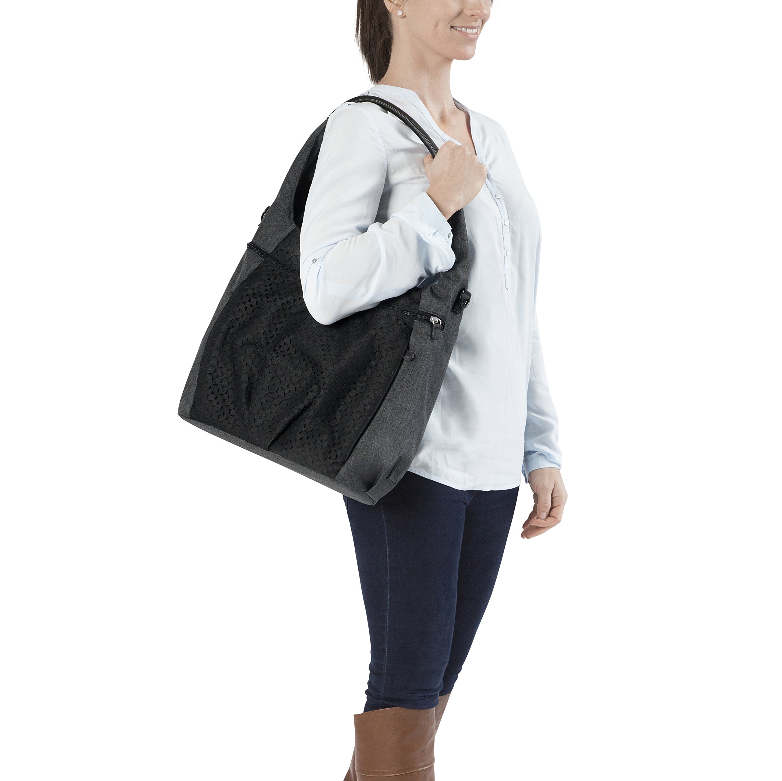 LÄSSIG Baby Wickeltasche Babytasche Stylische Tasche inkl. Wickelzubehör/Casual Hobo Bag Black