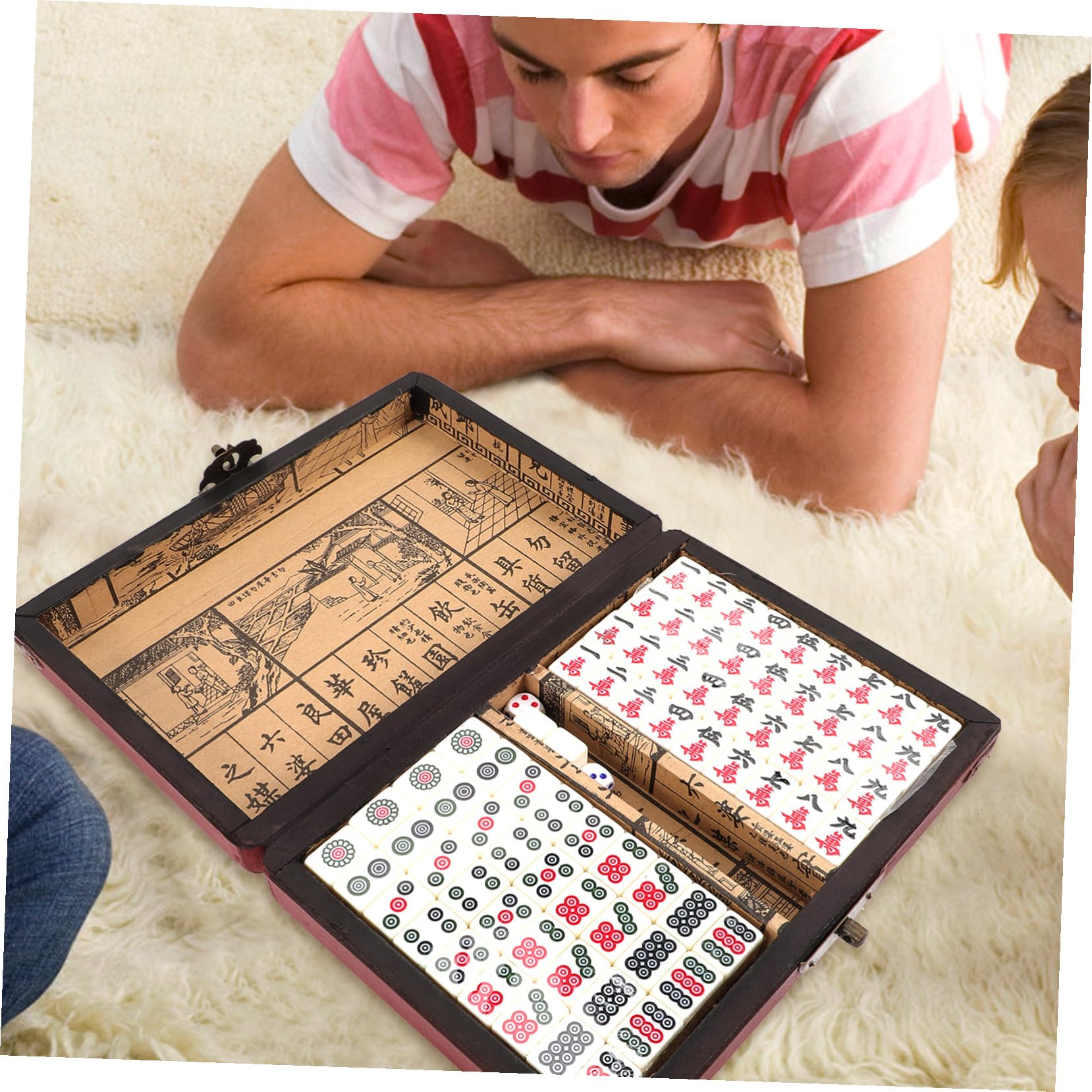 ORFOFE Tragbares Mahjong Satz 1 Satz Acryl und Holz für Zuhause | Kompakte Größe, Leicht zu Transportieren, Geeignet für Partys und Reisespiel