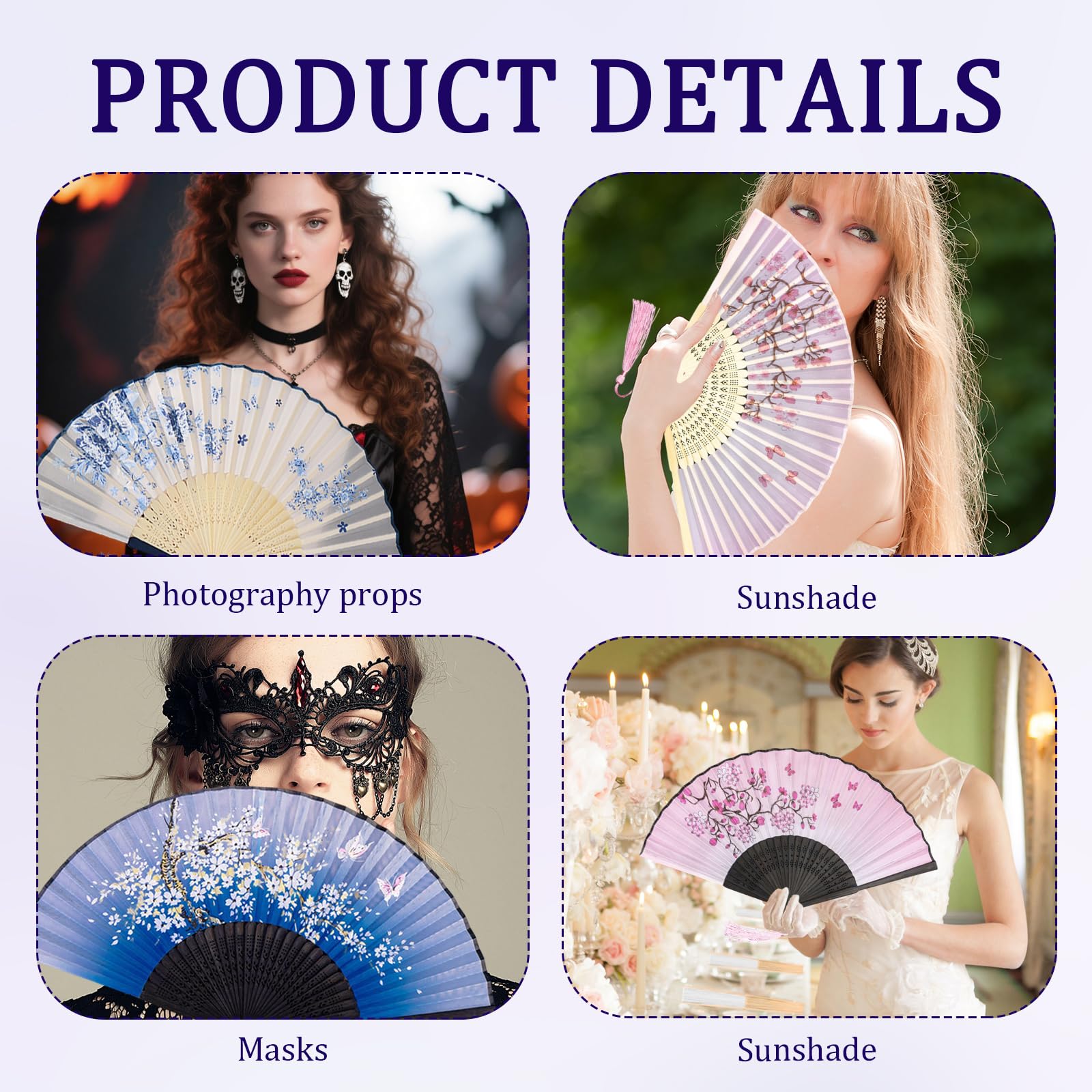 4 Piezas Bambú con Borlas Abanicos Plegables Estilo Chino con Borlas Abanico Leque Abanar para Decoración De Pared Regalos Bodas Fiestas De Verano