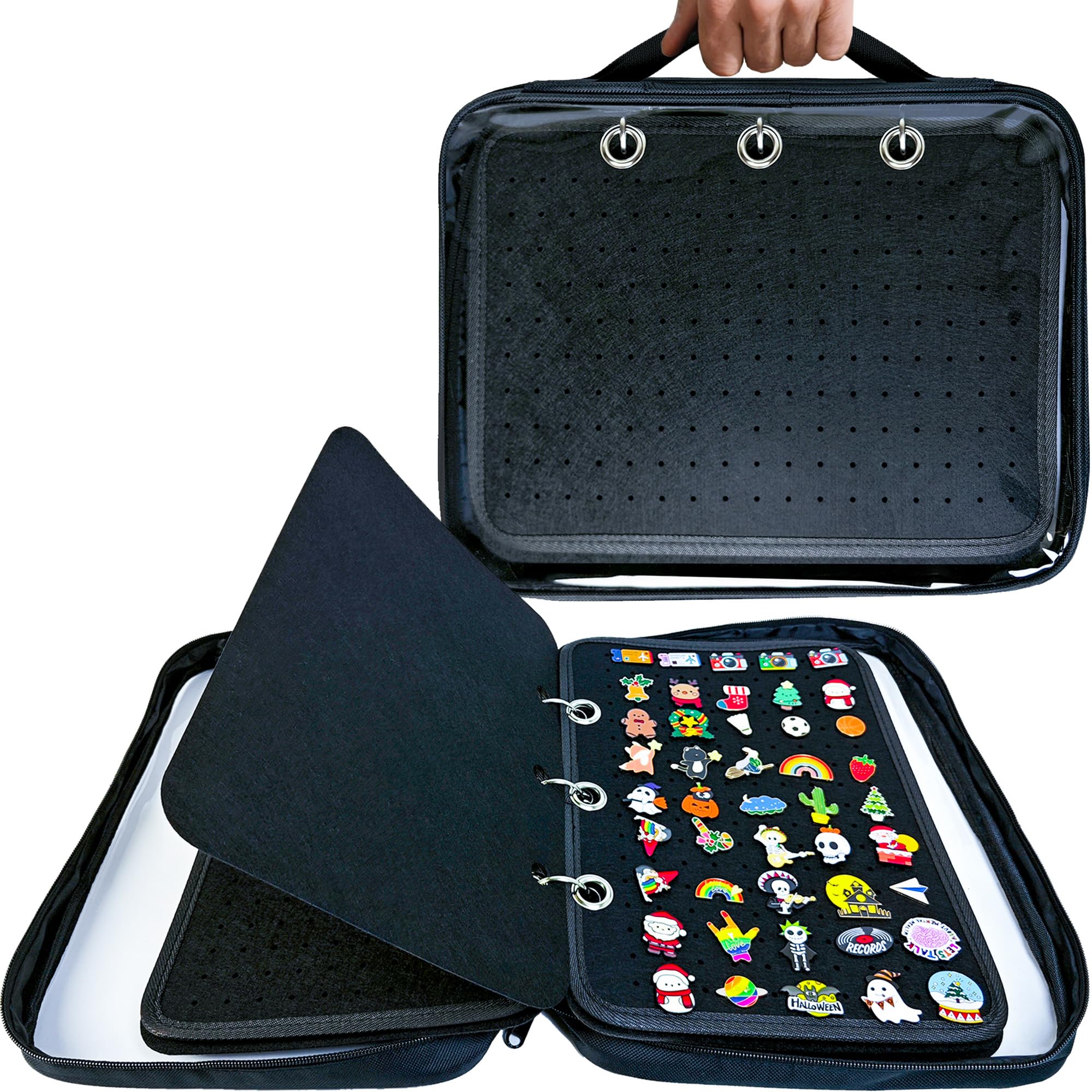 PinFolio ピンフォリオ　ピンバッジ　収納ケース　黒　ディズニー Amazon.com: Portable Enamel Pin Trading Book & Display Bag, 6-Page