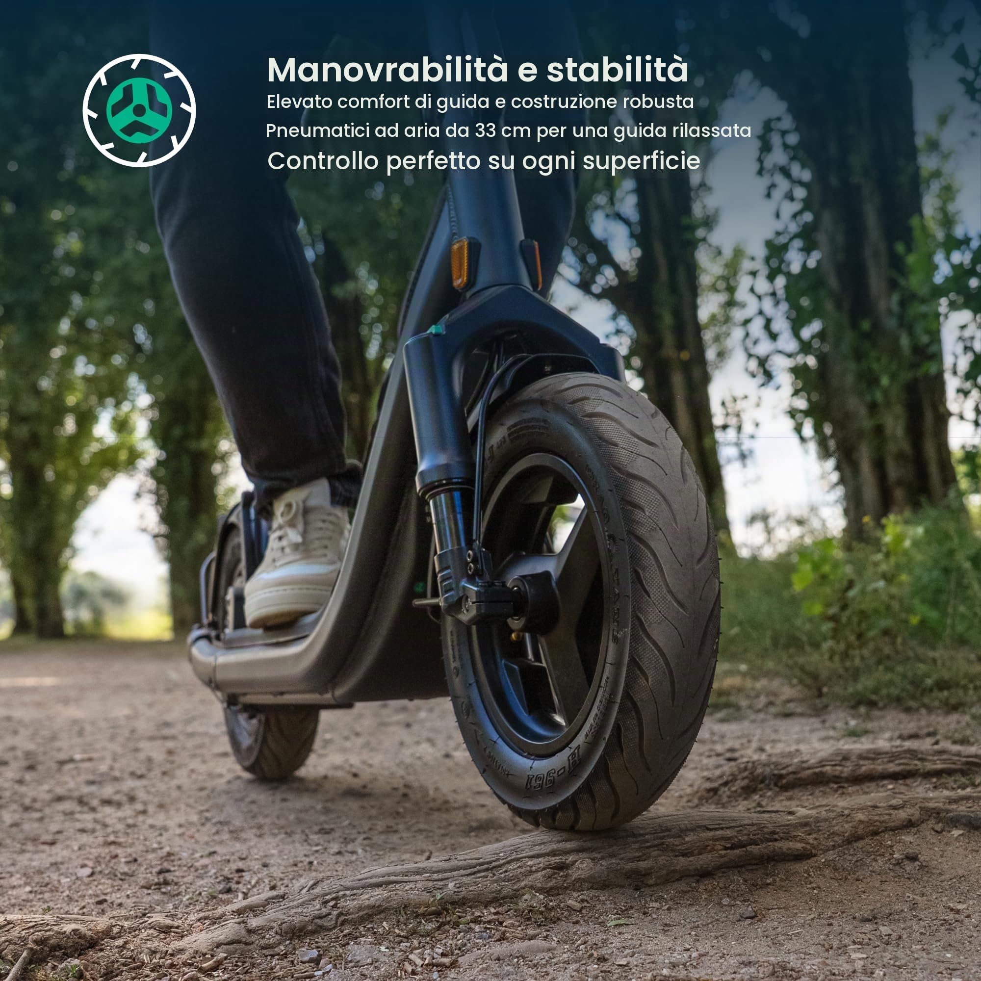 Egret GT scooter elettrico con omologazione stradale per adulti, portata 75 km, pneumatici da 13 pollici, freni idraulici, NFC e Apple Find My, portata 150 kg