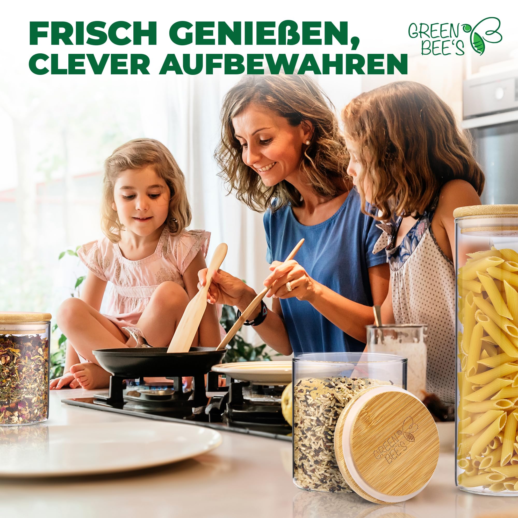12er Set Vorratsglas klein - 4x600ml & 8x430ml - Passgenau für Schublade & Apothekerschrank - Nachhaltige Vorratsgläser mit Deckel luftdicht - Für Reis, Nüsse, Samen und Gewürze