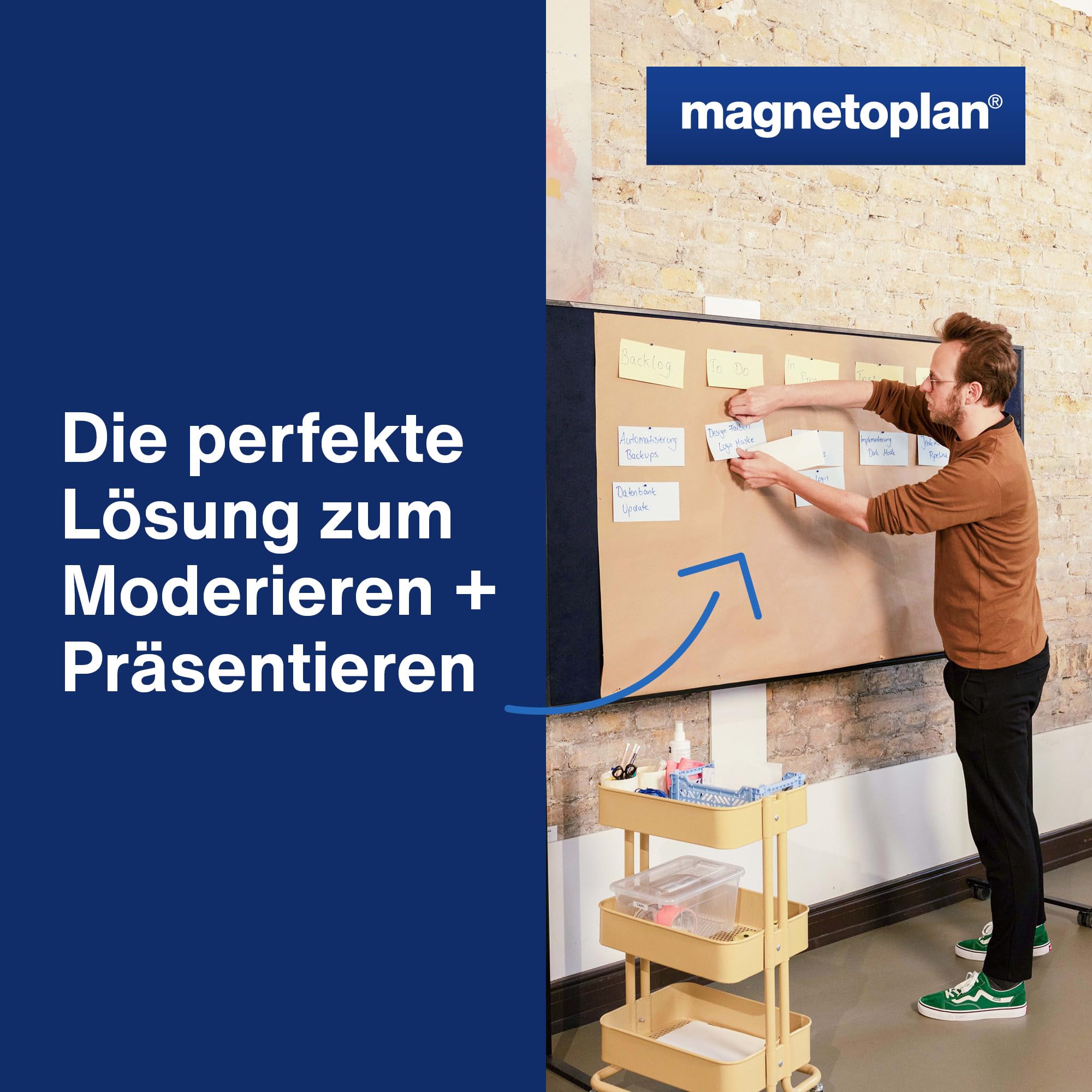 magnetoplan Moderationskarten, rechteckig | BxH 200x100 mm | 500 Stück | Kommunikationskarten in blau | Für Meetings und Präsentationen | FSC-zertifiziert