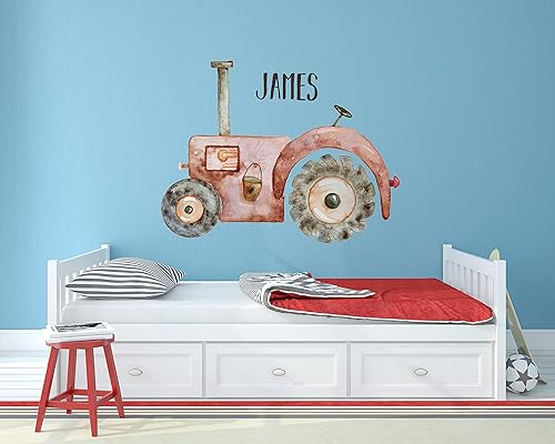 Miniatura 3 de Calcomanía de pared de tractor agrícola, calcomanías de pared de tractor para niños, decoración de pared de guardería de granja, arte de pared de
