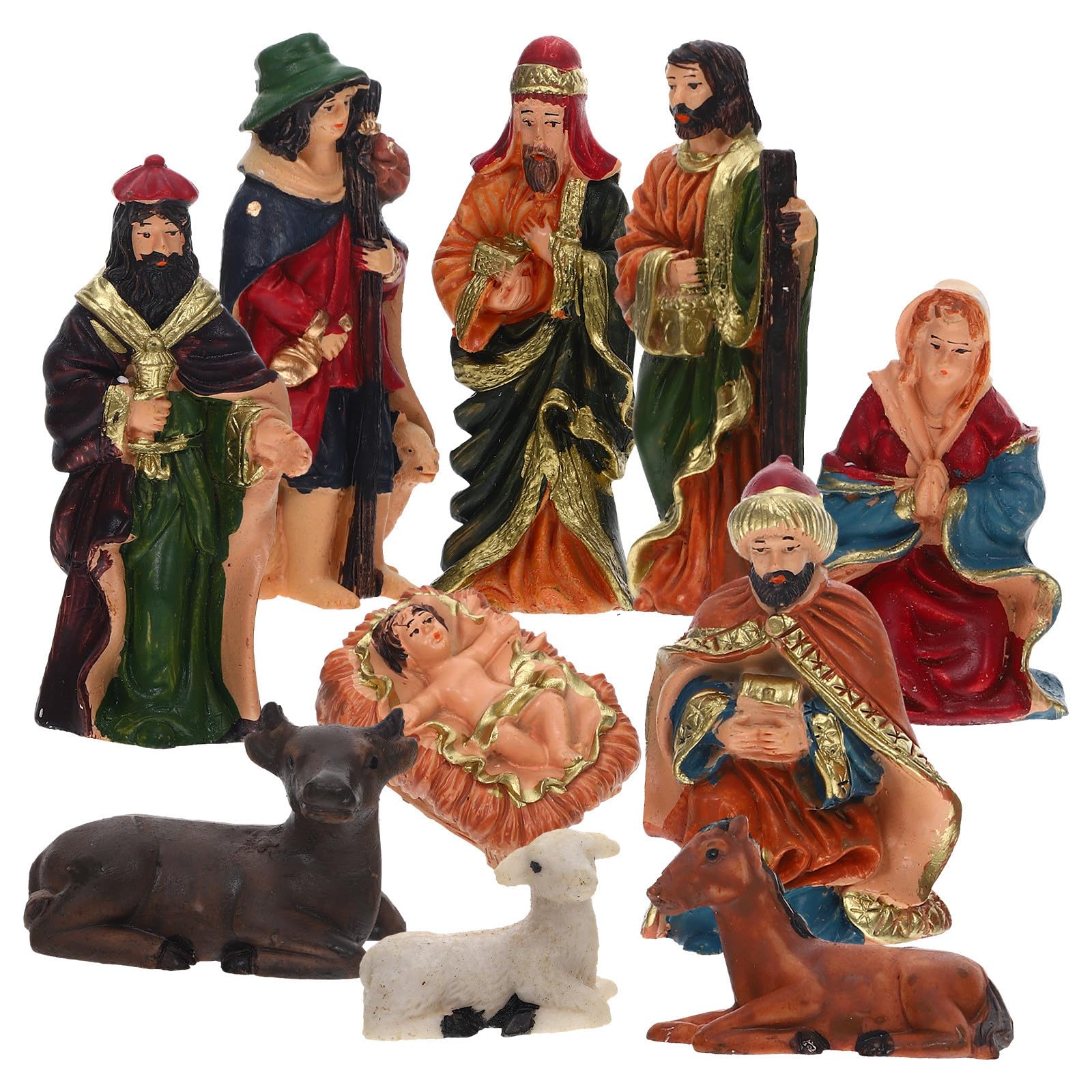 Toyvian 2 Sets Weihnachtskrippenset aus Kunstharz, Tischdeko für Büro