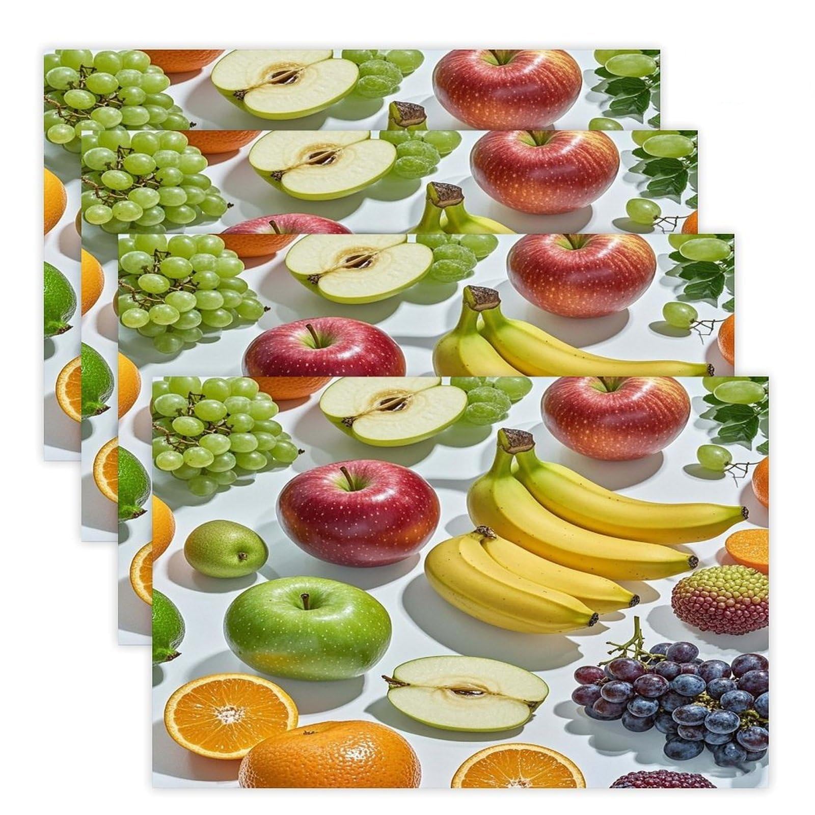 Fruits Placemats Non-Slip Heat Resistant Table Mats Flax Washable Cloth Place Mats Easy to Clean Premium Placemat for Kitchen Dining Table Decor Party Outdoor