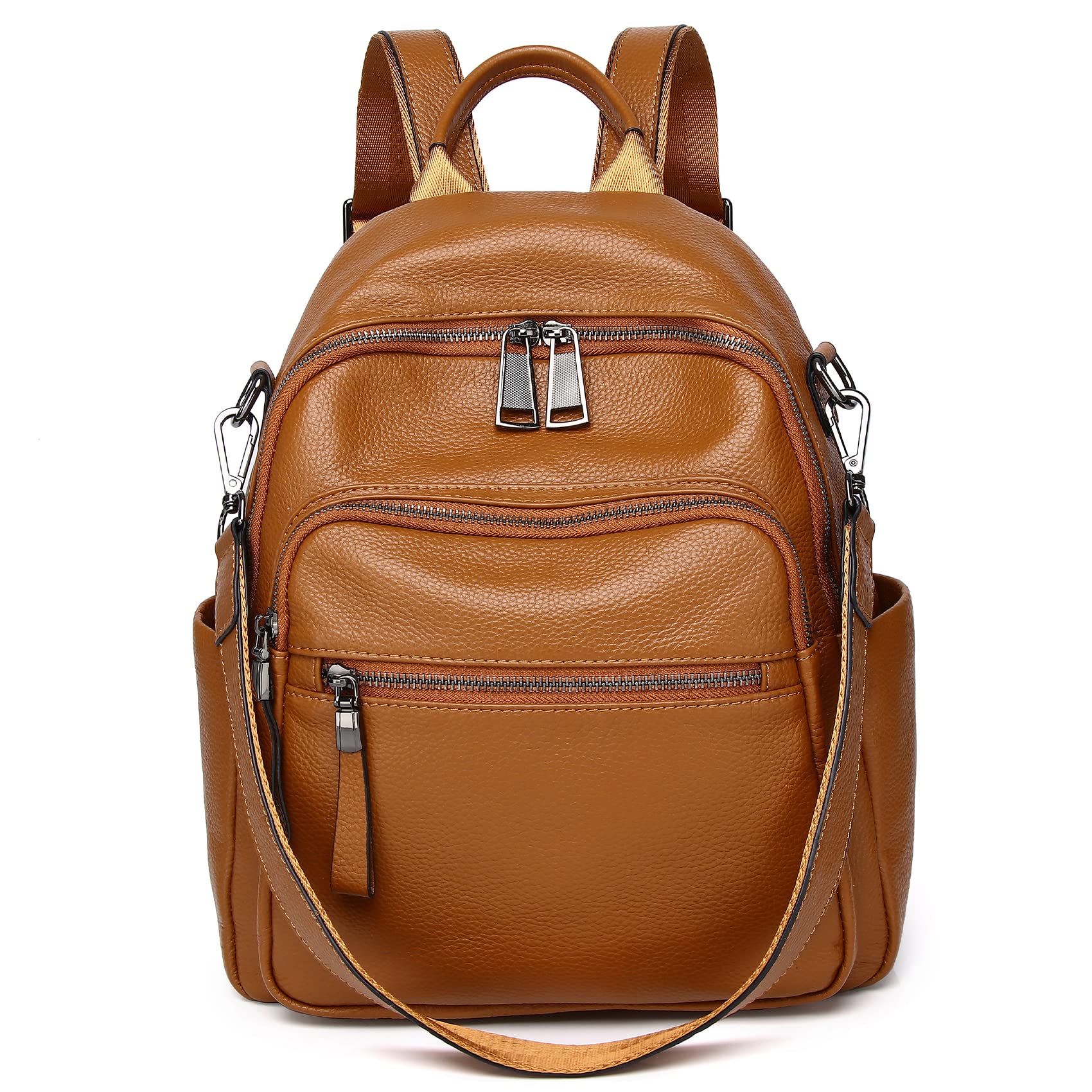 Wesccimo Genuine Leather Backpack Purse For Women Real Soft Leather Travel Convertible Shoulder Bag