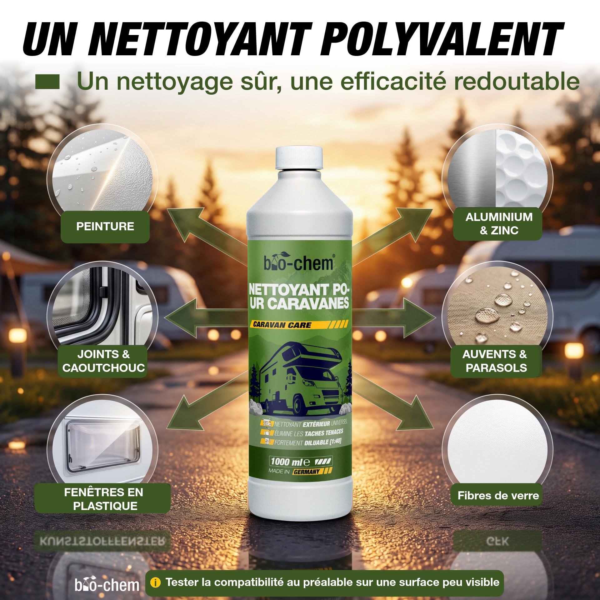 bio-chem Nettoyant pour caravanes 5L | Entretien de véhicules de Camping - Mobilhomes, auvents, Camping-Cars - Nettoyage Surfaces extérieures